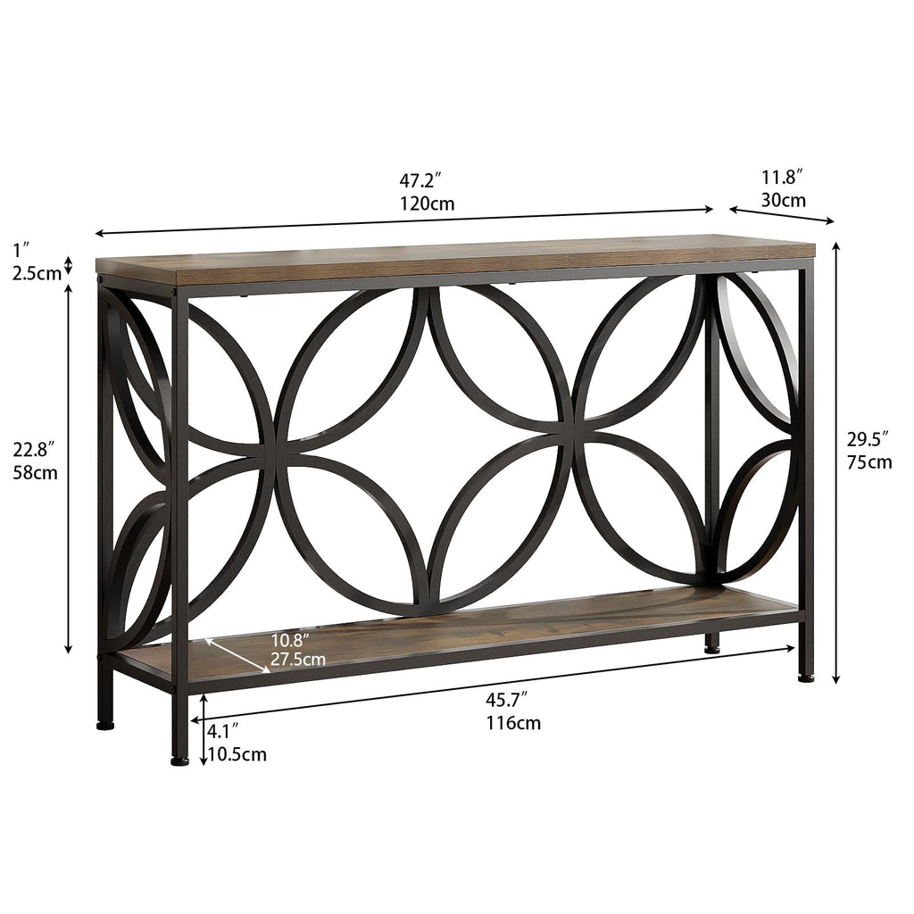 Narrow Sofa Table 47.2 Inch Industrial Console Table with Storage K8688