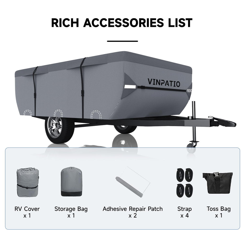 Waterproof Anti-UV Pop Up Camper Cover Fits 14'-16' Trailers Q4711