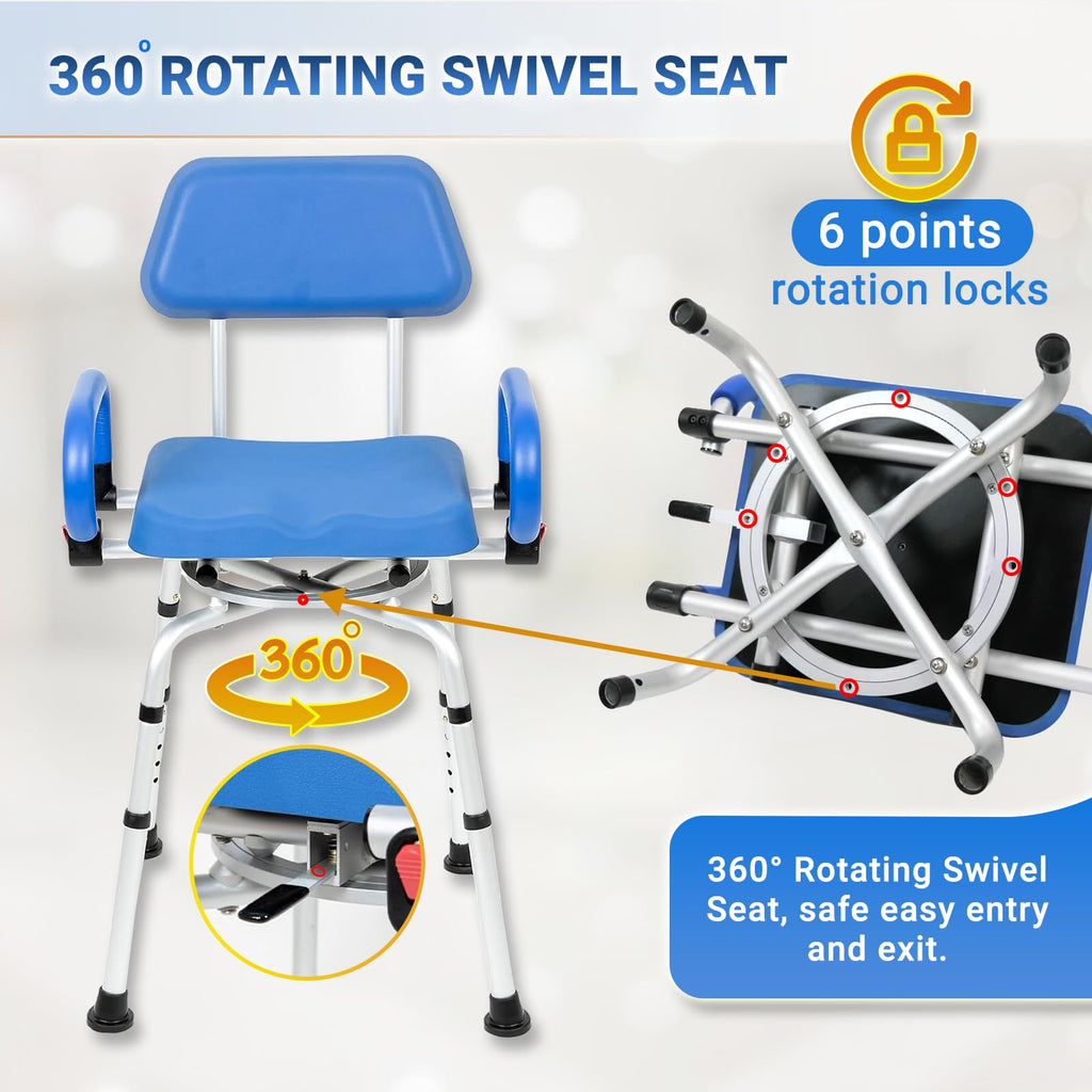 Swivel Shower Chair with Padded Seat, Back & Arms S565