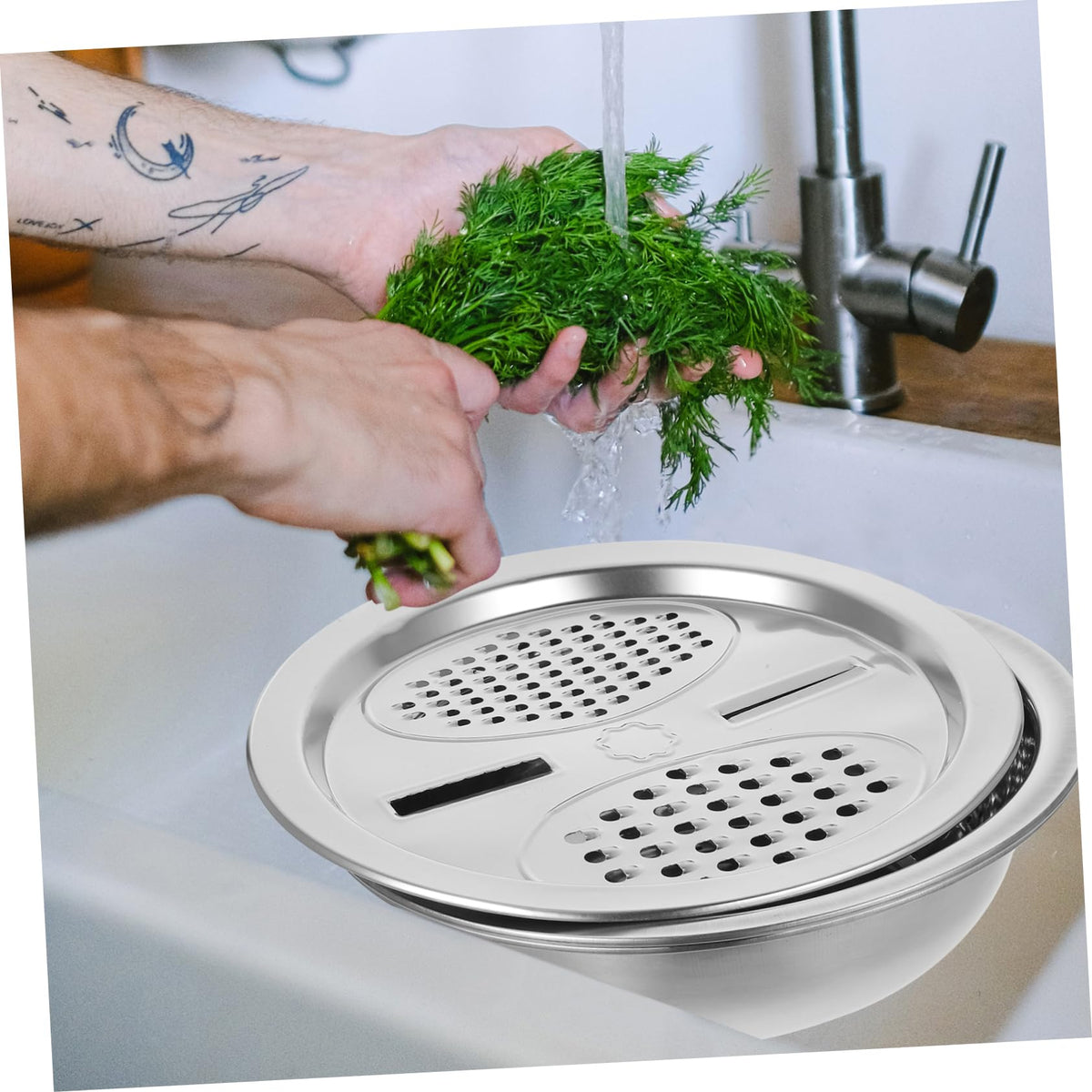 Metal Vegetable Washing Basket Strainer Bowl Q325