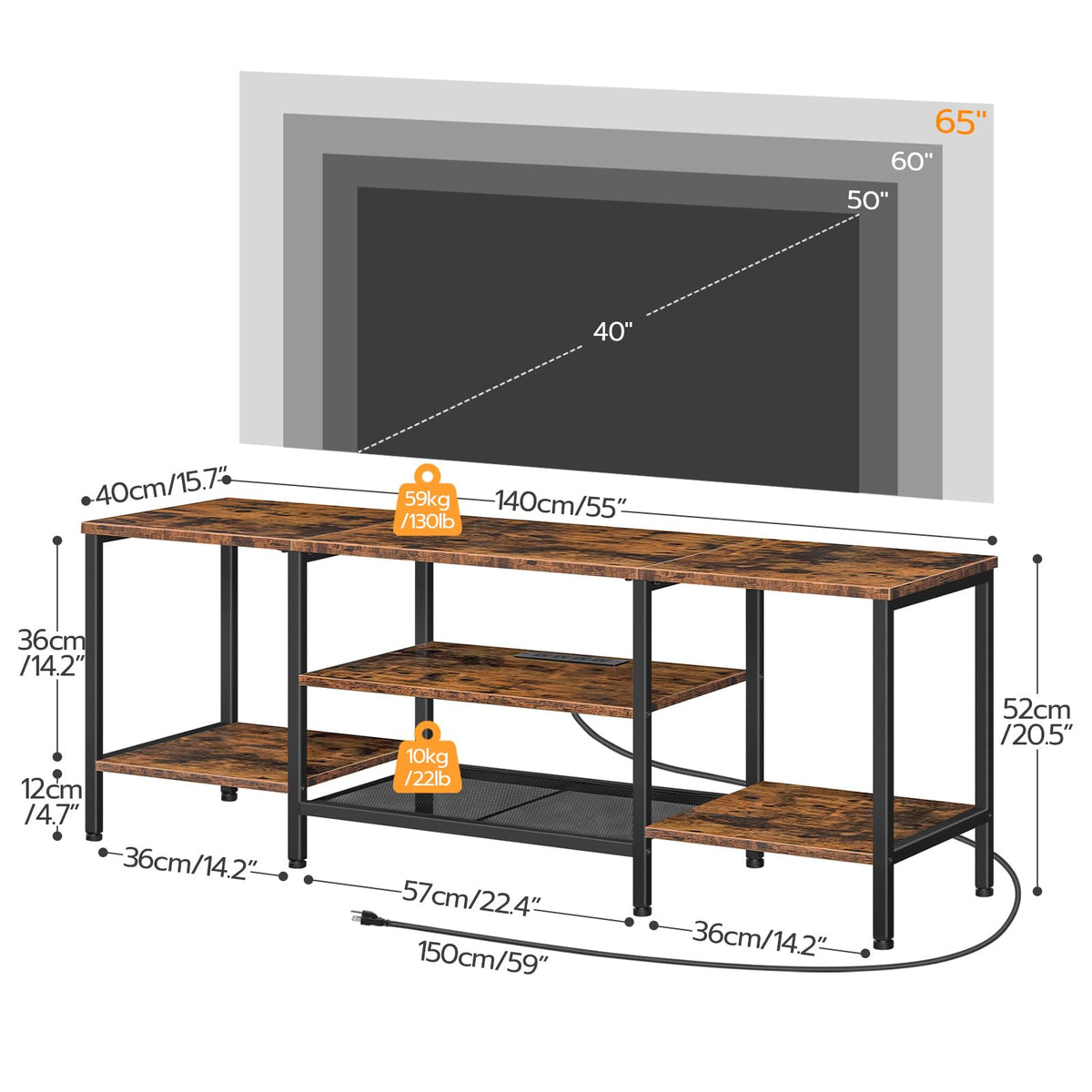 TV Stand with Power Outlets to 65 Inches I69645