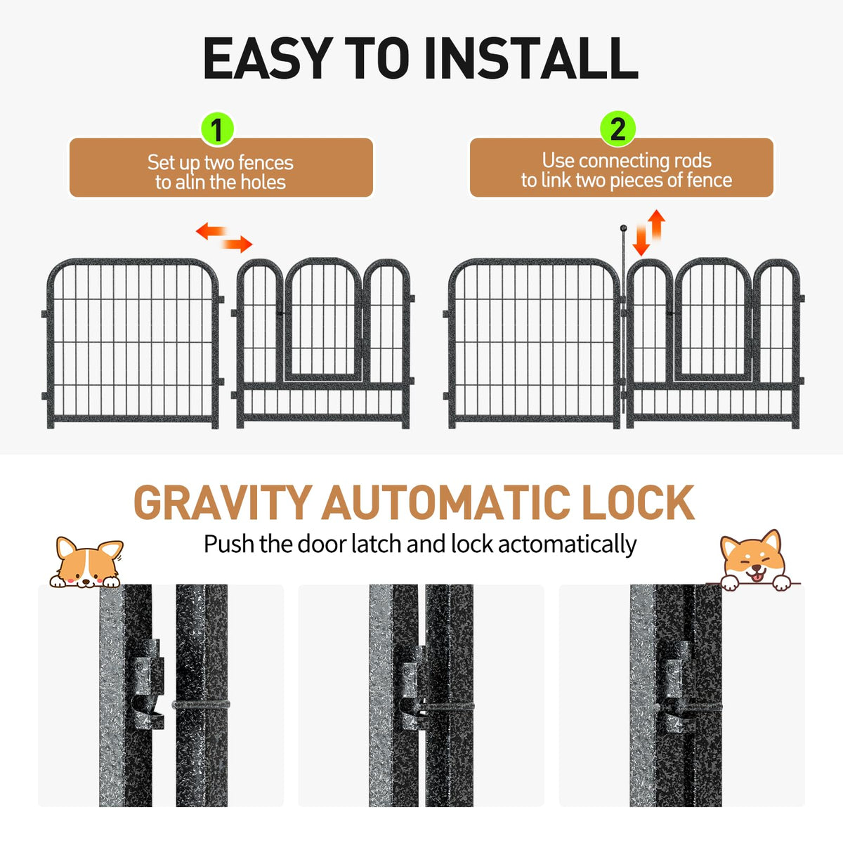 40in 16 Panels Heavy Duty Metal Dog Playpen M4883