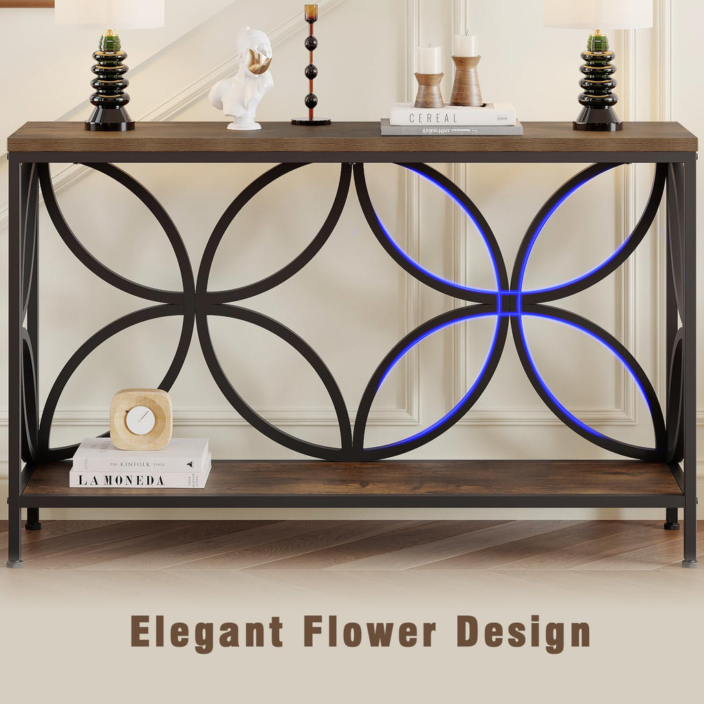 Narrow Sofa Table 47.2 Inch Industrial Console Table with Storage K8688