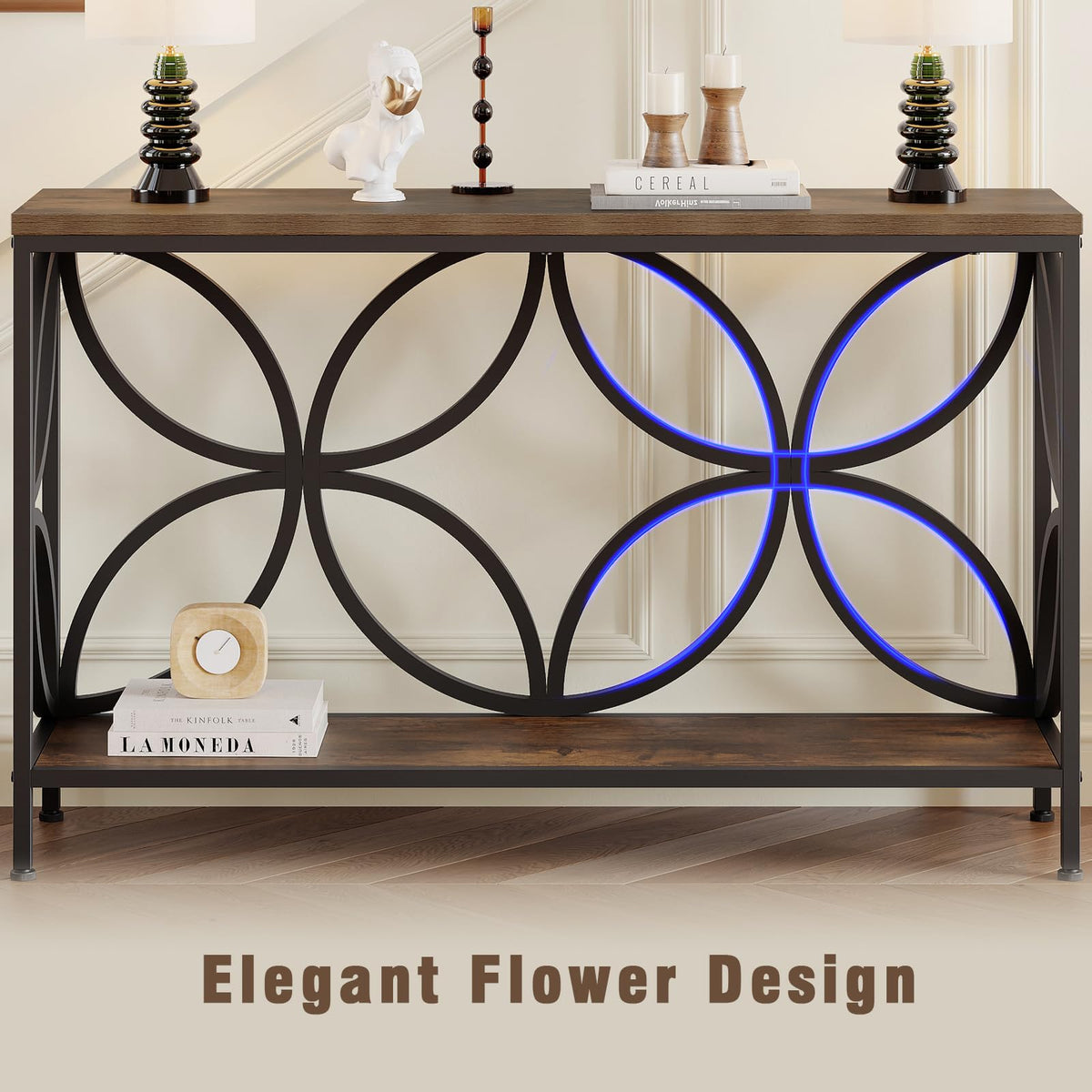 Narrow Sofa Table 47.2 Inch Industrial Console Table with Storage K8688