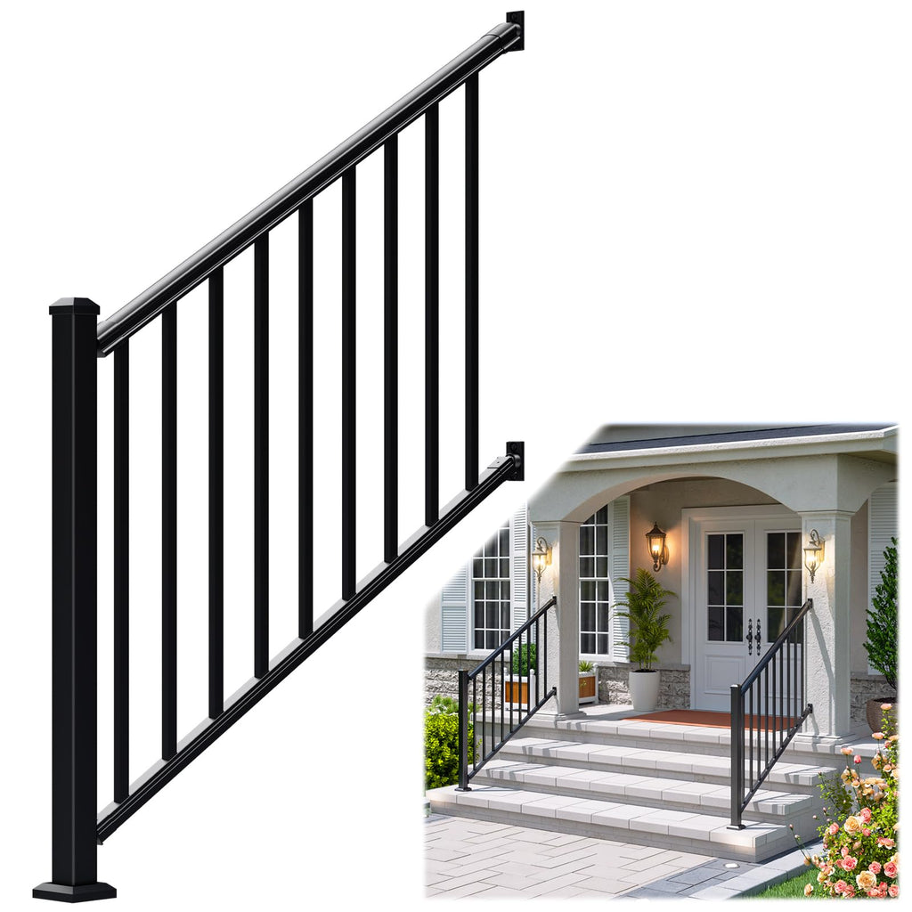 Aluminum Stair Railing Kit, 42 in x 4 ft Black R50166