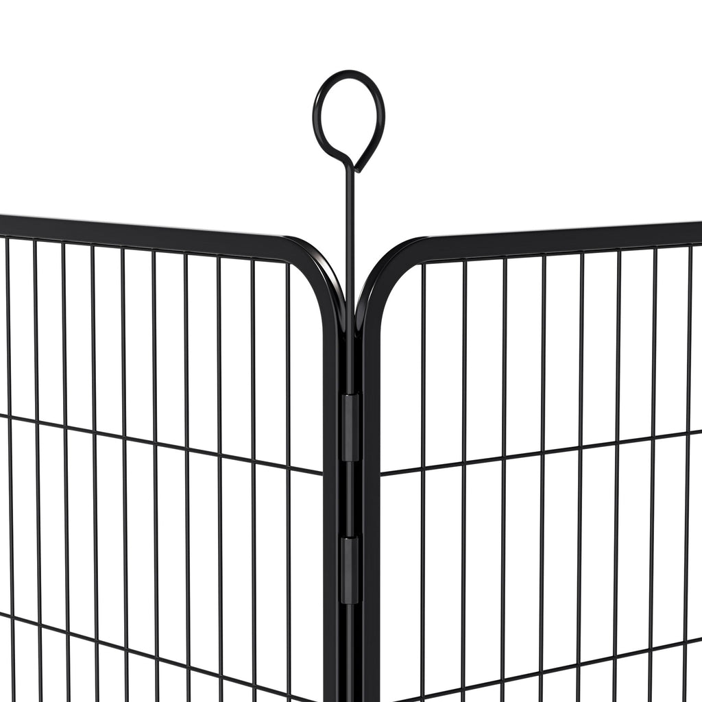 40 Inch 16 Panel Metal Garden Fence with Self-Locking Gate N62997