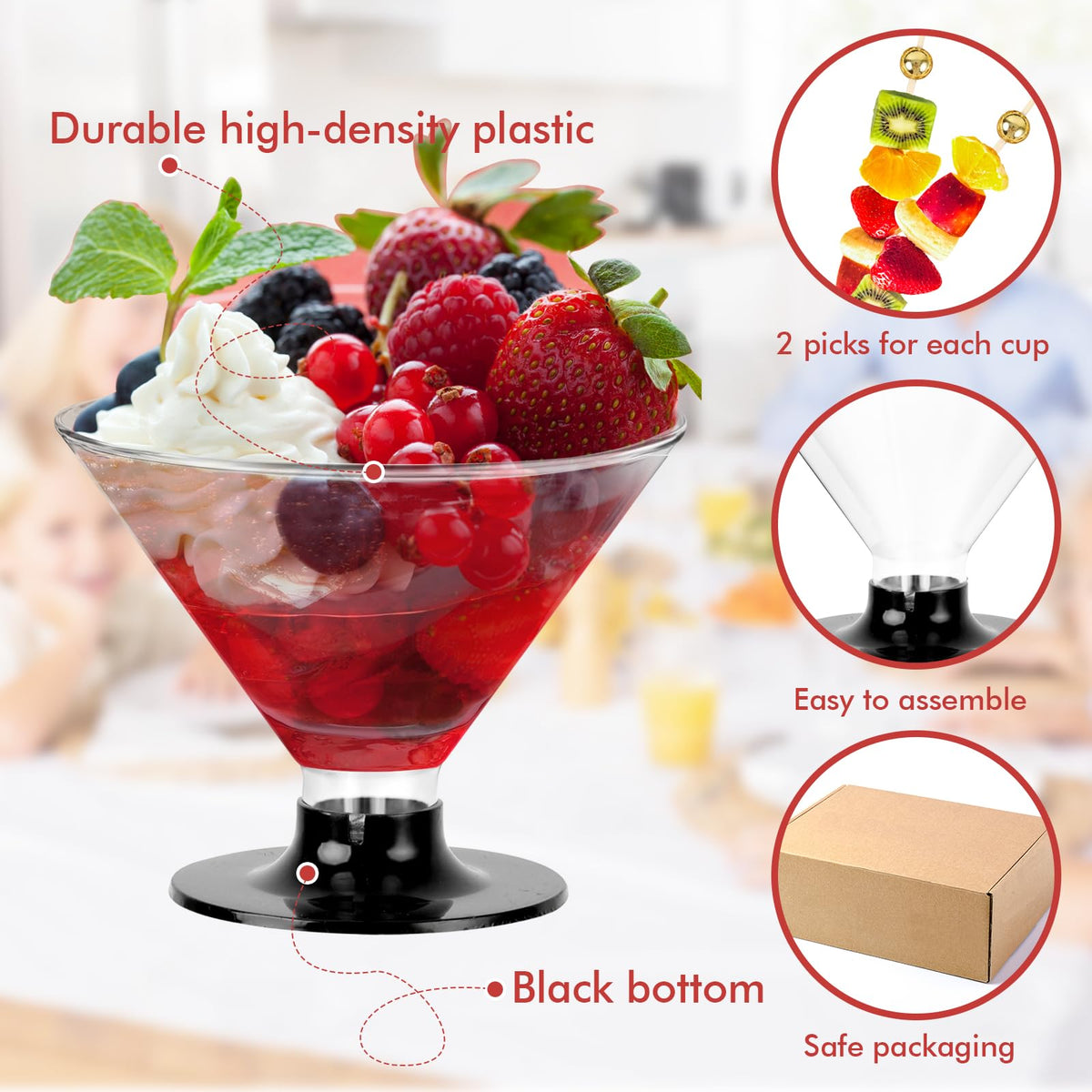 25 PCS 5oz Clear Plastic Martini Glasses K979