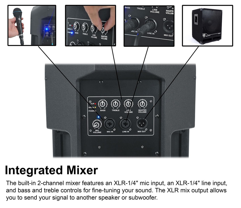 12" Active Powered Speaker with 2-Channel Mixer, 2-Pack A953154