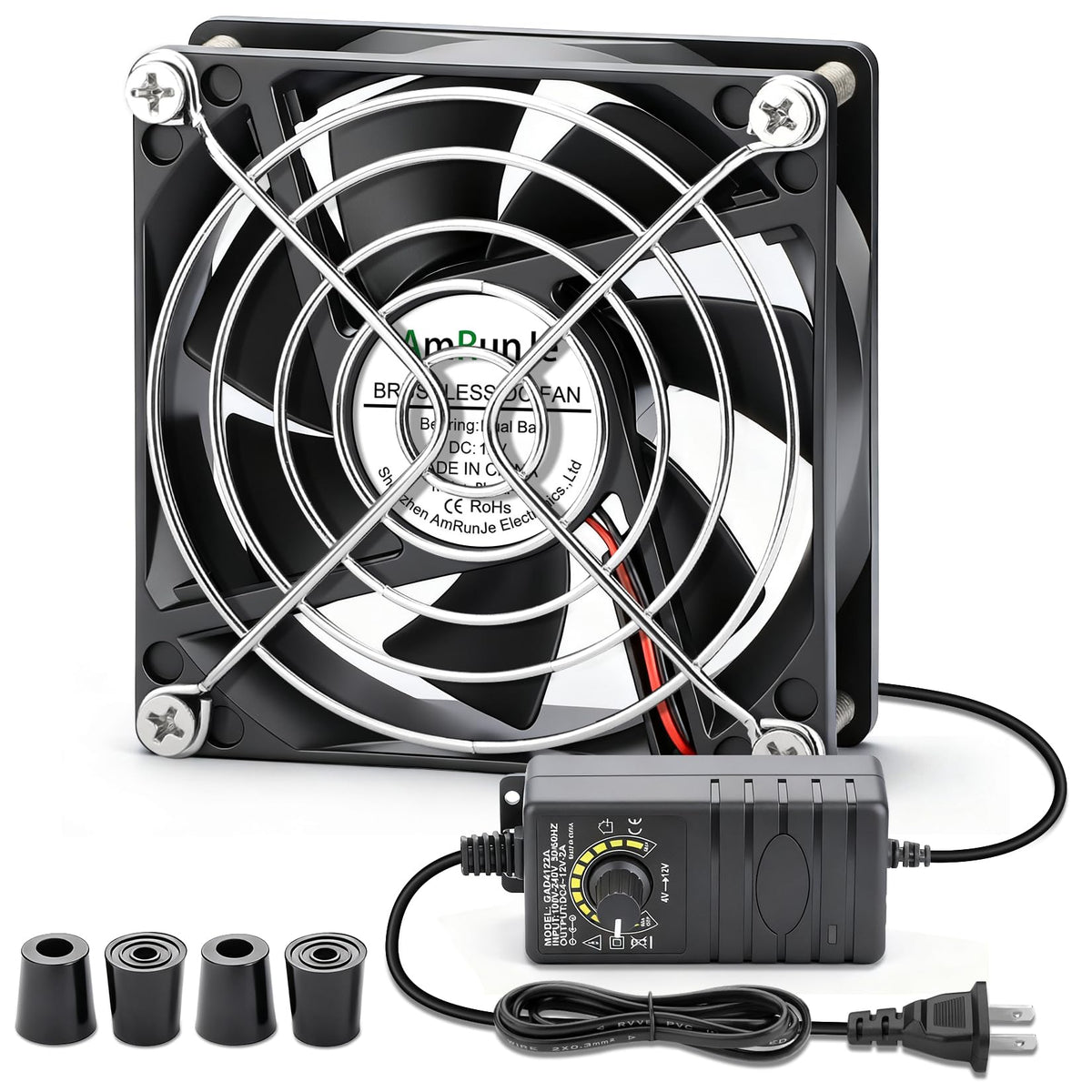 80mm 12v Small Computer Fan with AC Plug F1602