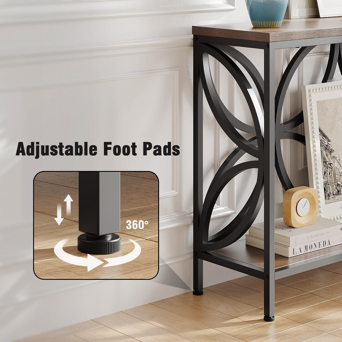 Narrow Sofa Table 47.2 Inch Industrial Console Table with Storage K8688
