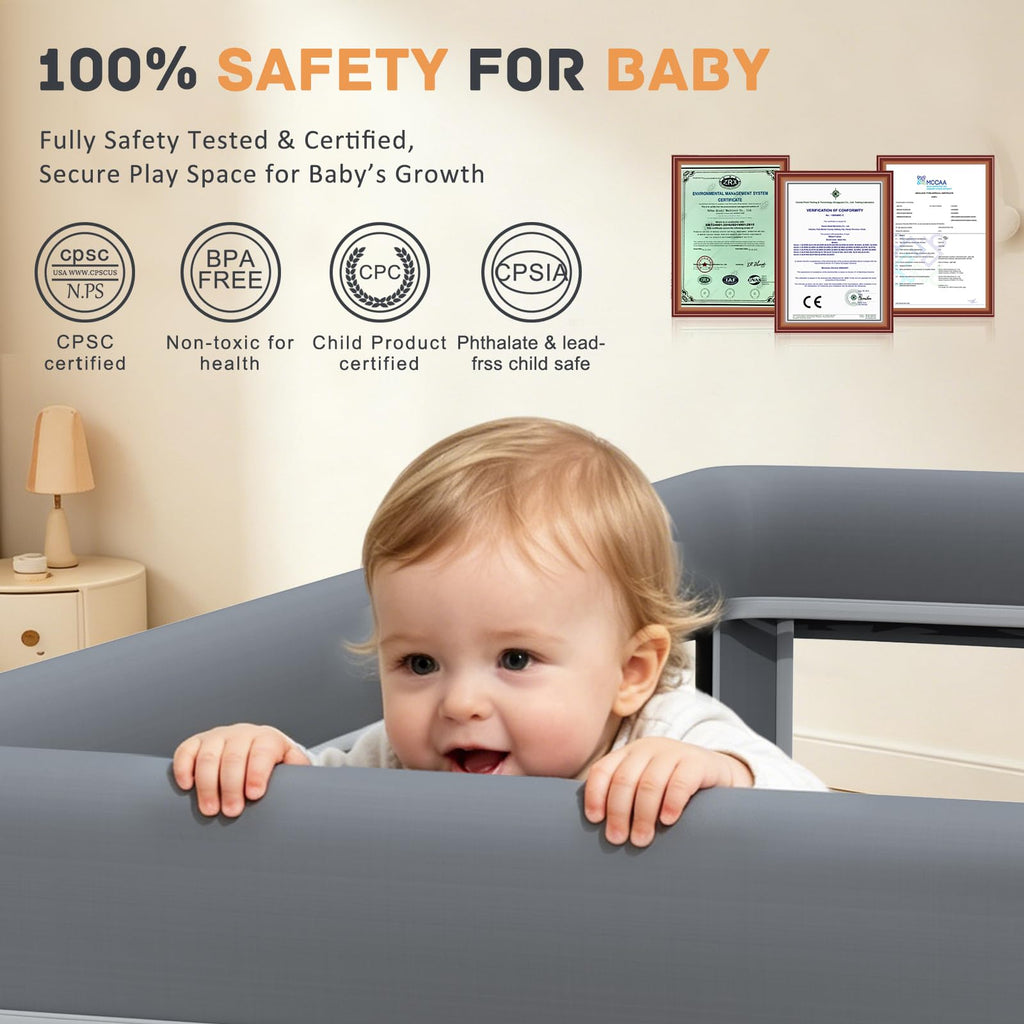 Foldable Baby Playpen with Mat and Ocean Balls I360034