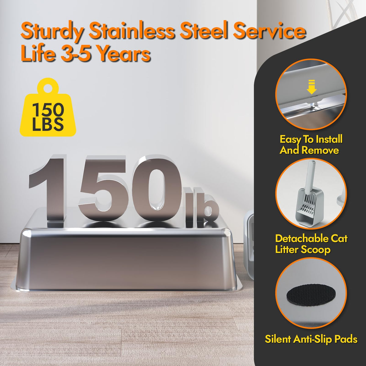 Stainless Steel Cat Litter Box with Lid W248