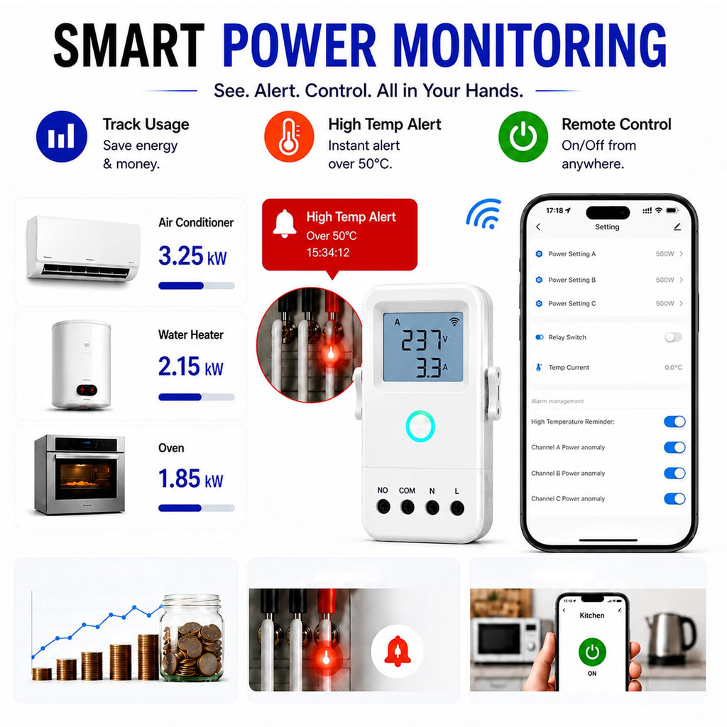 WiFi Home Energy Monitor with 3 80A CT Clamps Z725742