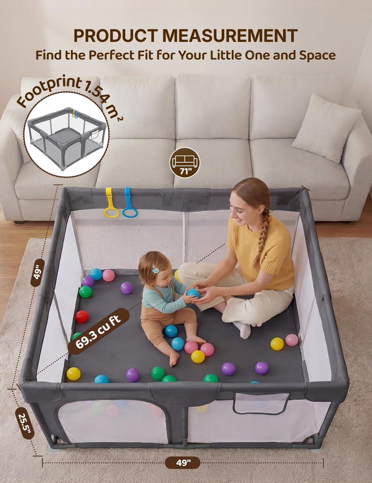 Dark Gray Baby Playpen C6960