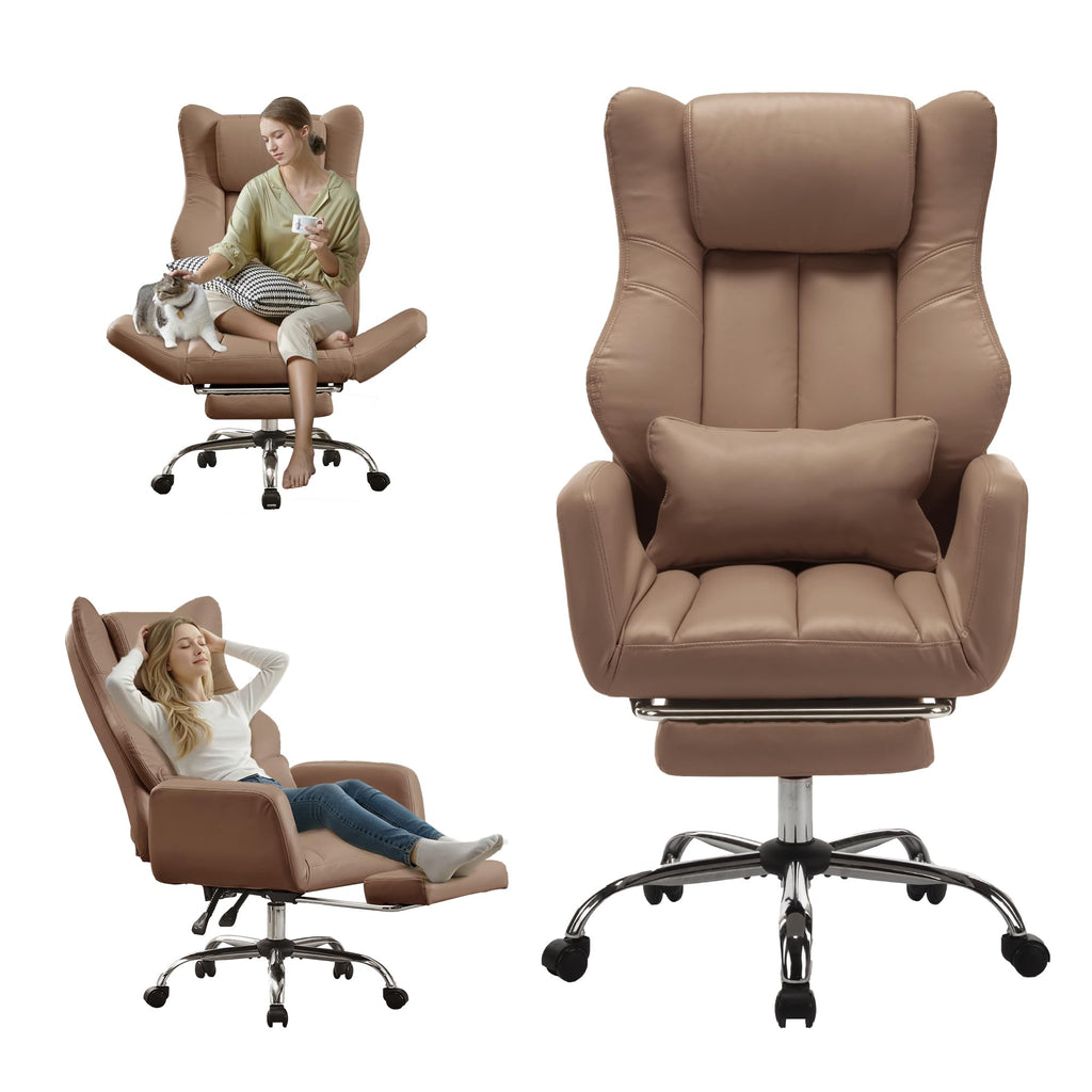 Cross Legged Office Chair with Footrest Brown M180