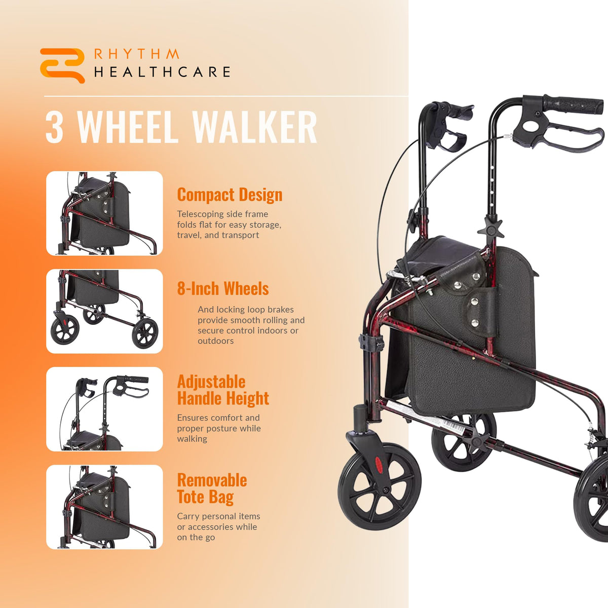 3-Wheel Rollator Walker Z681