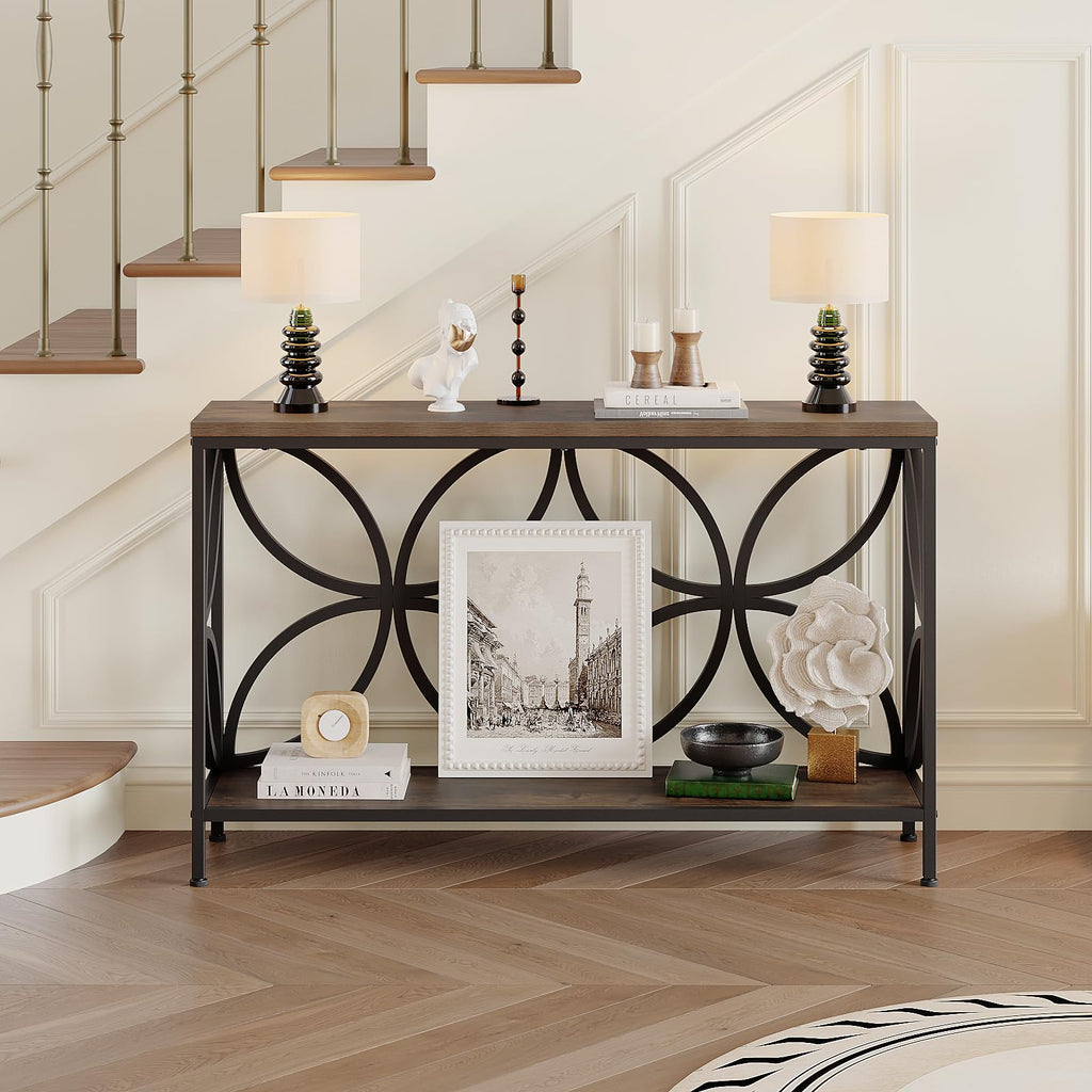 Narrow Sofa Table 47.2 Inch Industrial Console Table with Storage K8688
