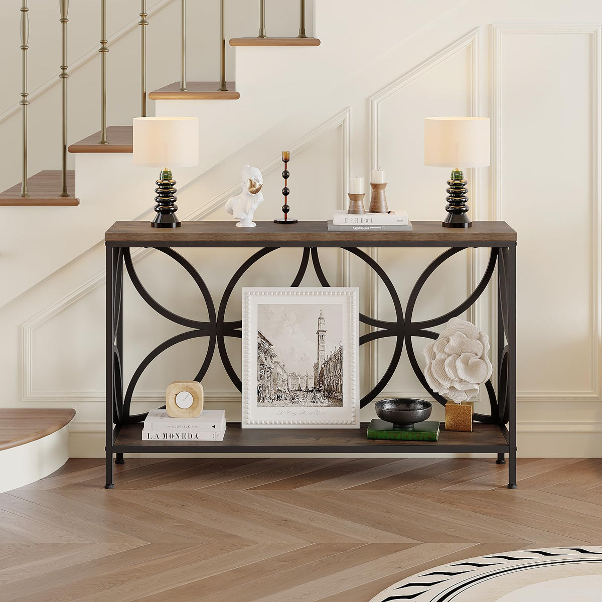 Narrow Sofa Table 47.2 Inch Industrial Console Table with Storage K8688