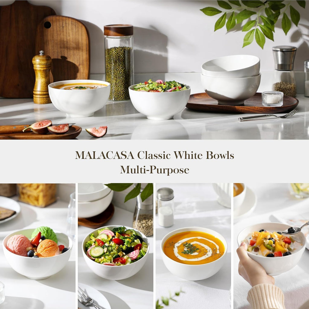 White 26 Oz Ceramic Soup Bowls of 4 V8240