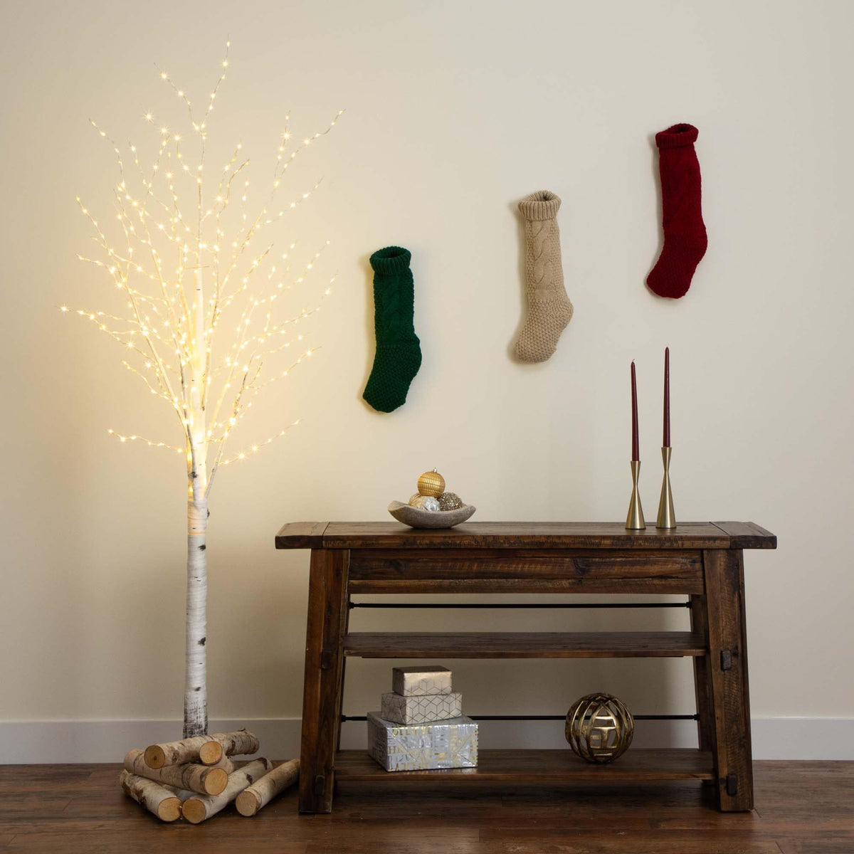 7-FT Pre-lit Artificial White Birch Tree with LED Lights A90240