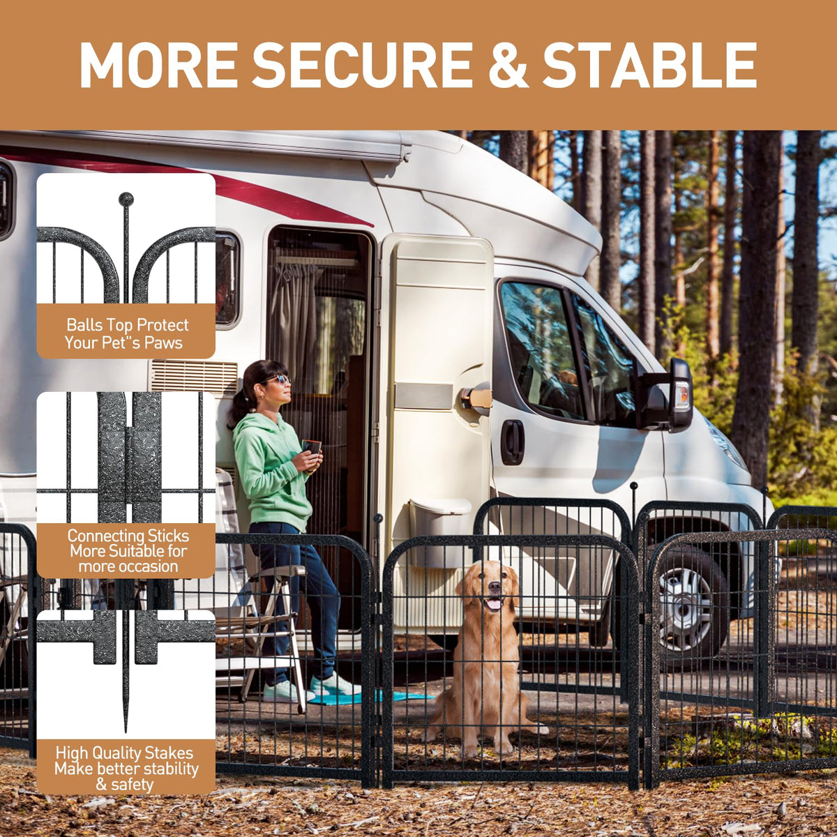 40in 16 Panels Heavy Duty Metal Dog Playpen M4883