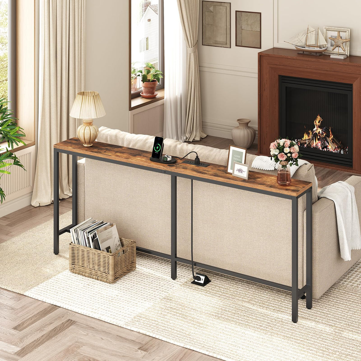 70.9" Narrow Console Table with Power Outlet K82261