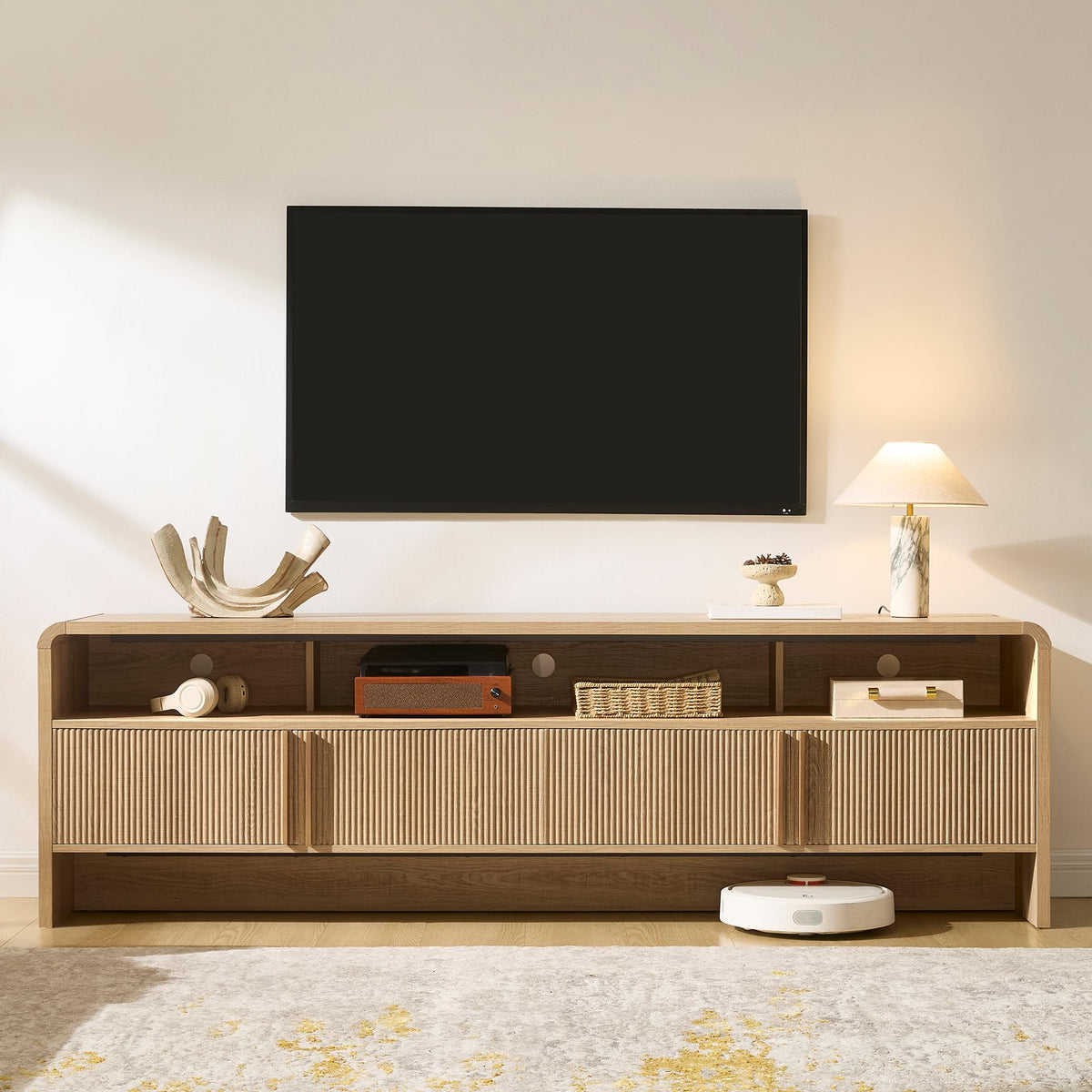 70" Fluted TV Stand with 2 Storage Cabinets G40263