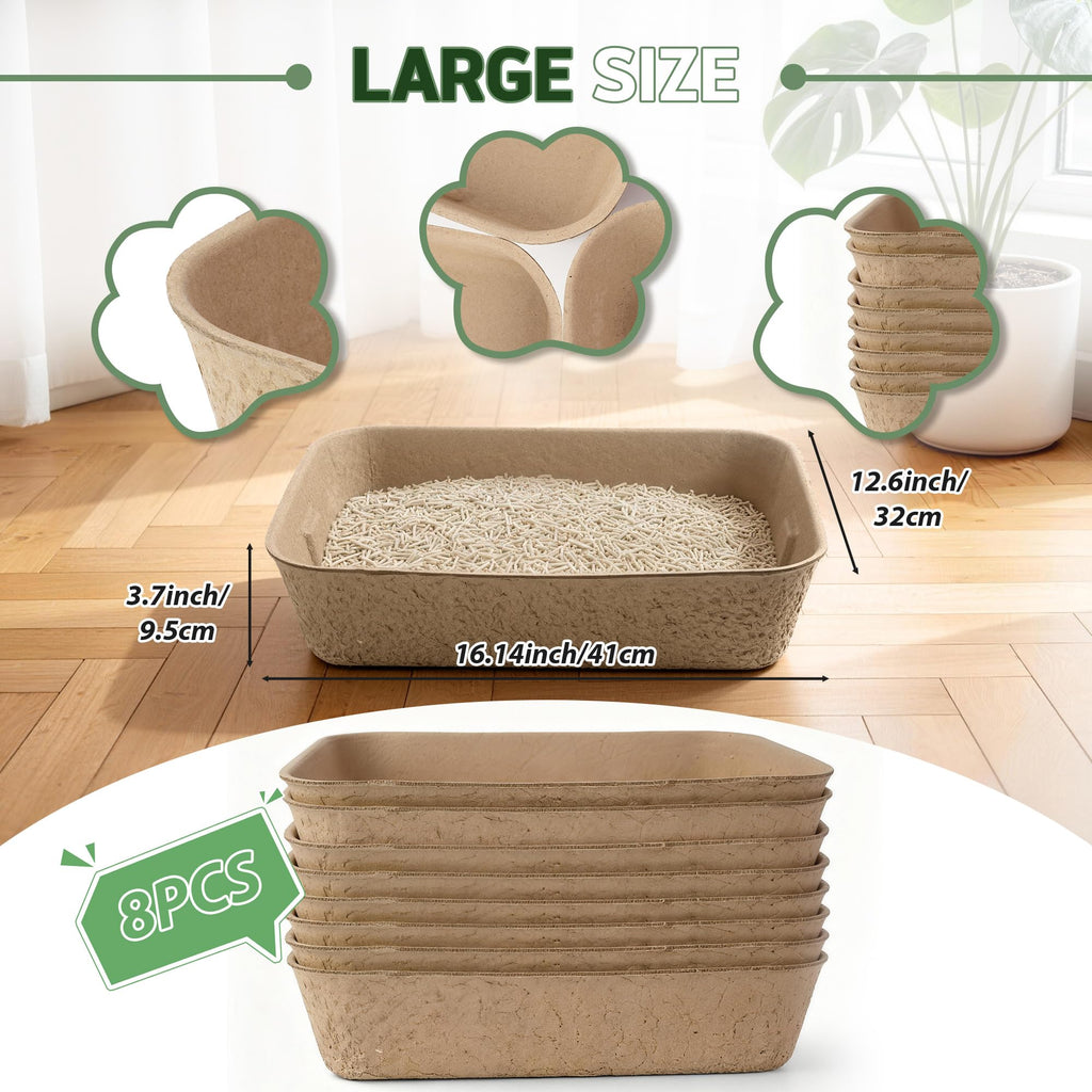 Disposable Litter Boxes for Cats 8-Pack Extra Thick Sturdy Leakproof J9388