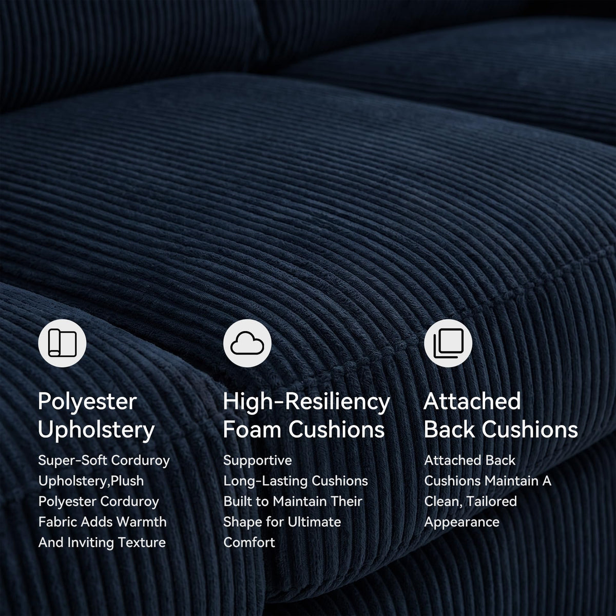 Navy Corduroy Sofa U1508