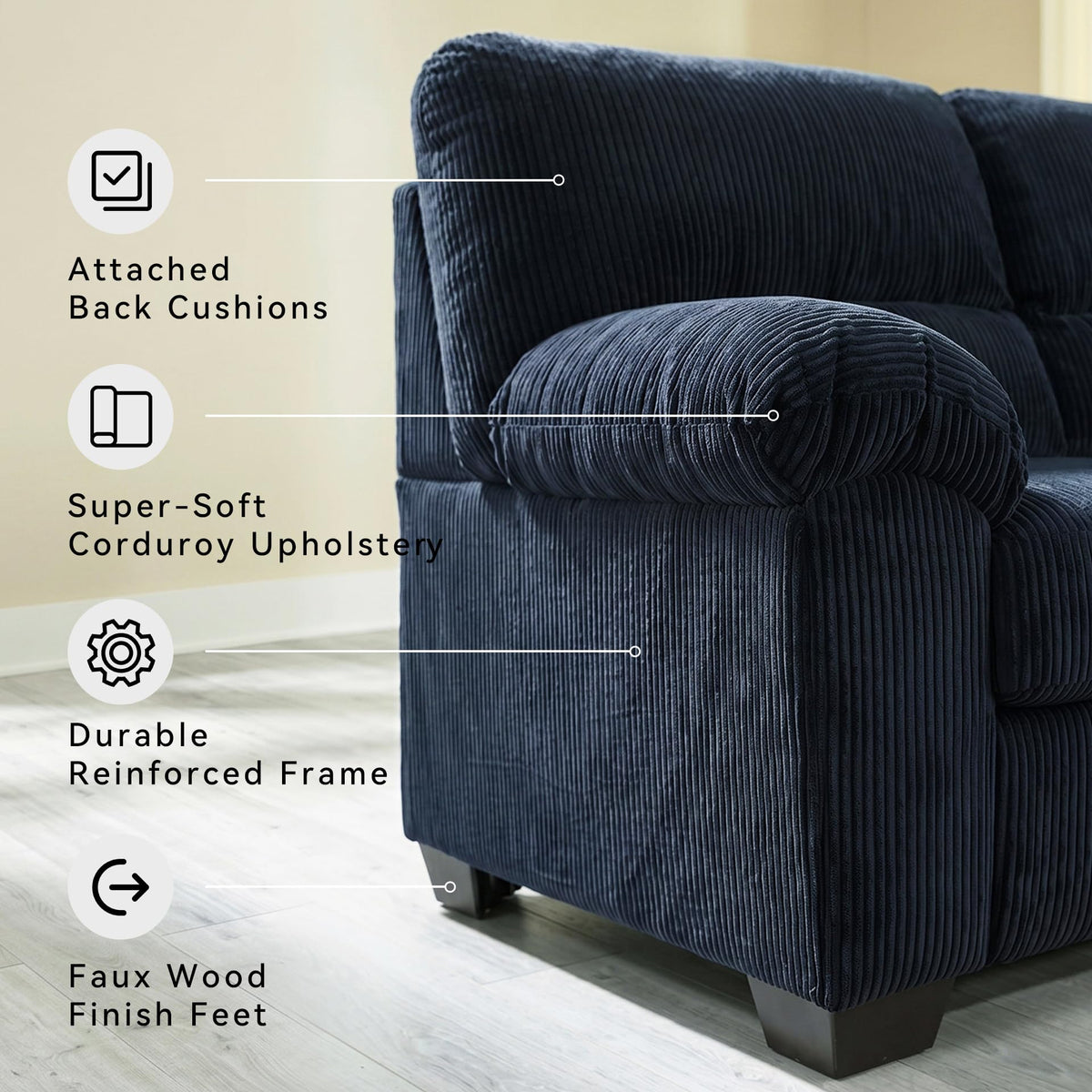 Navy Corduroy Sofa U1508