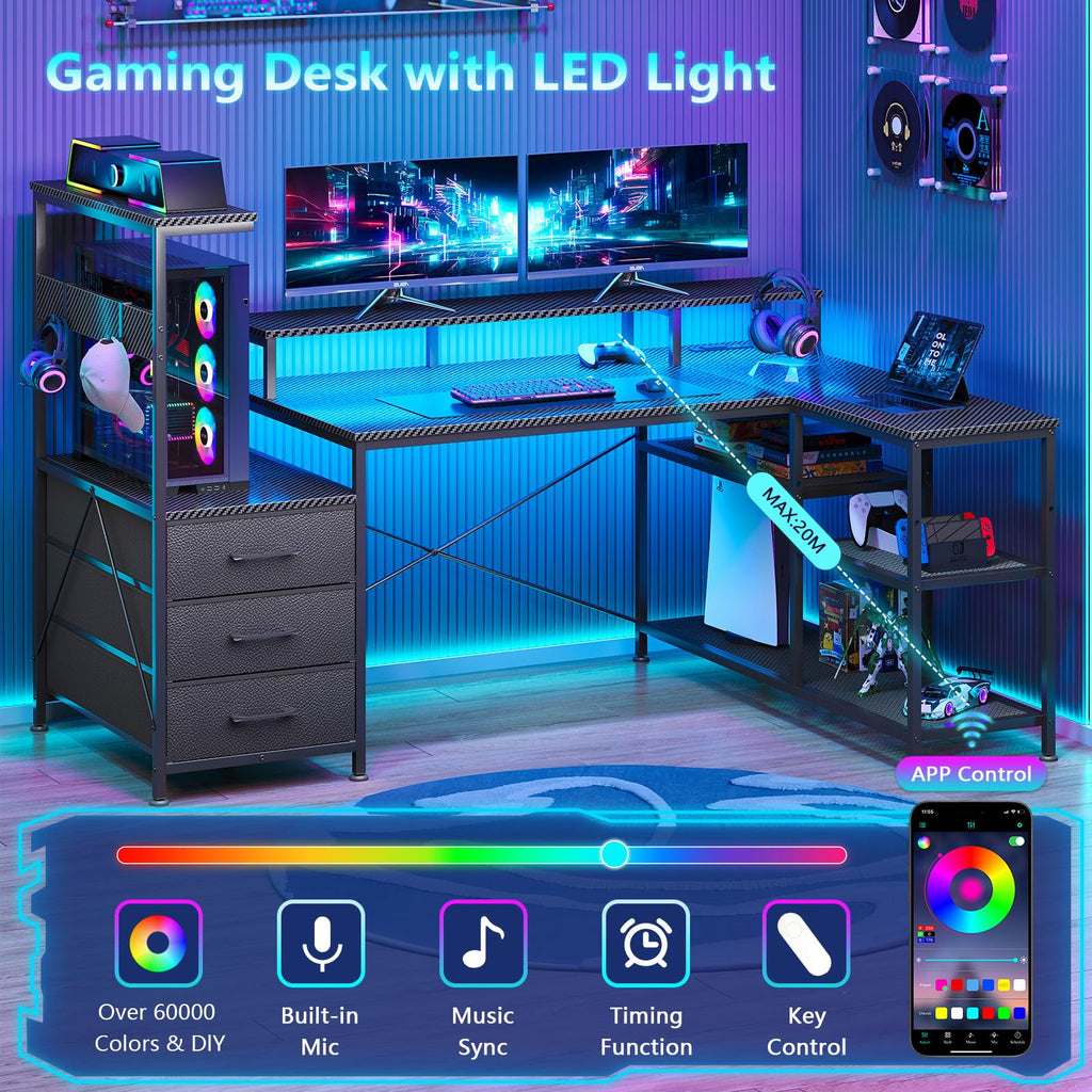 L Shaped Gaming Desk with Drawers I10004
