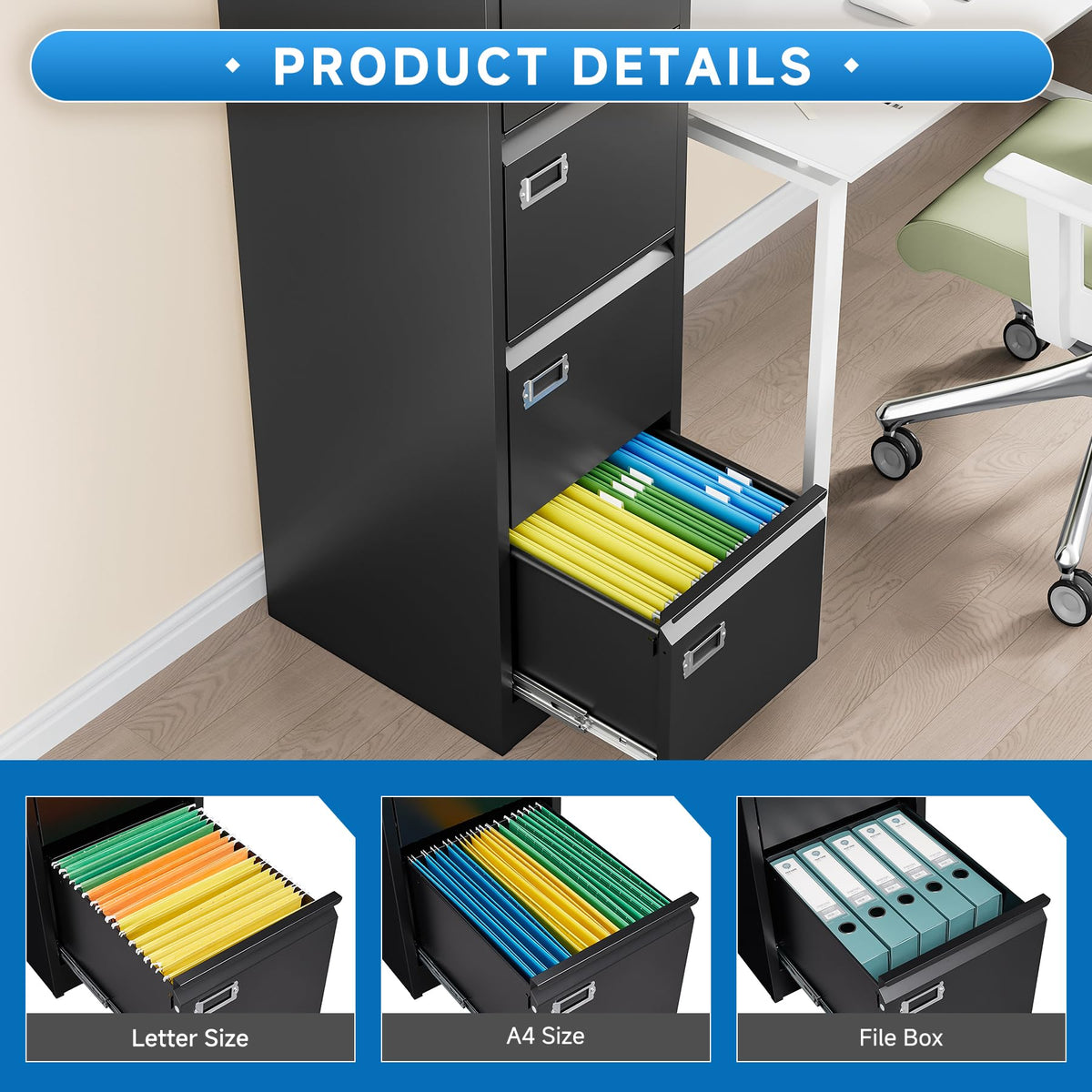 4 Drawer Lock Metal Vertical File Cabinet S2240