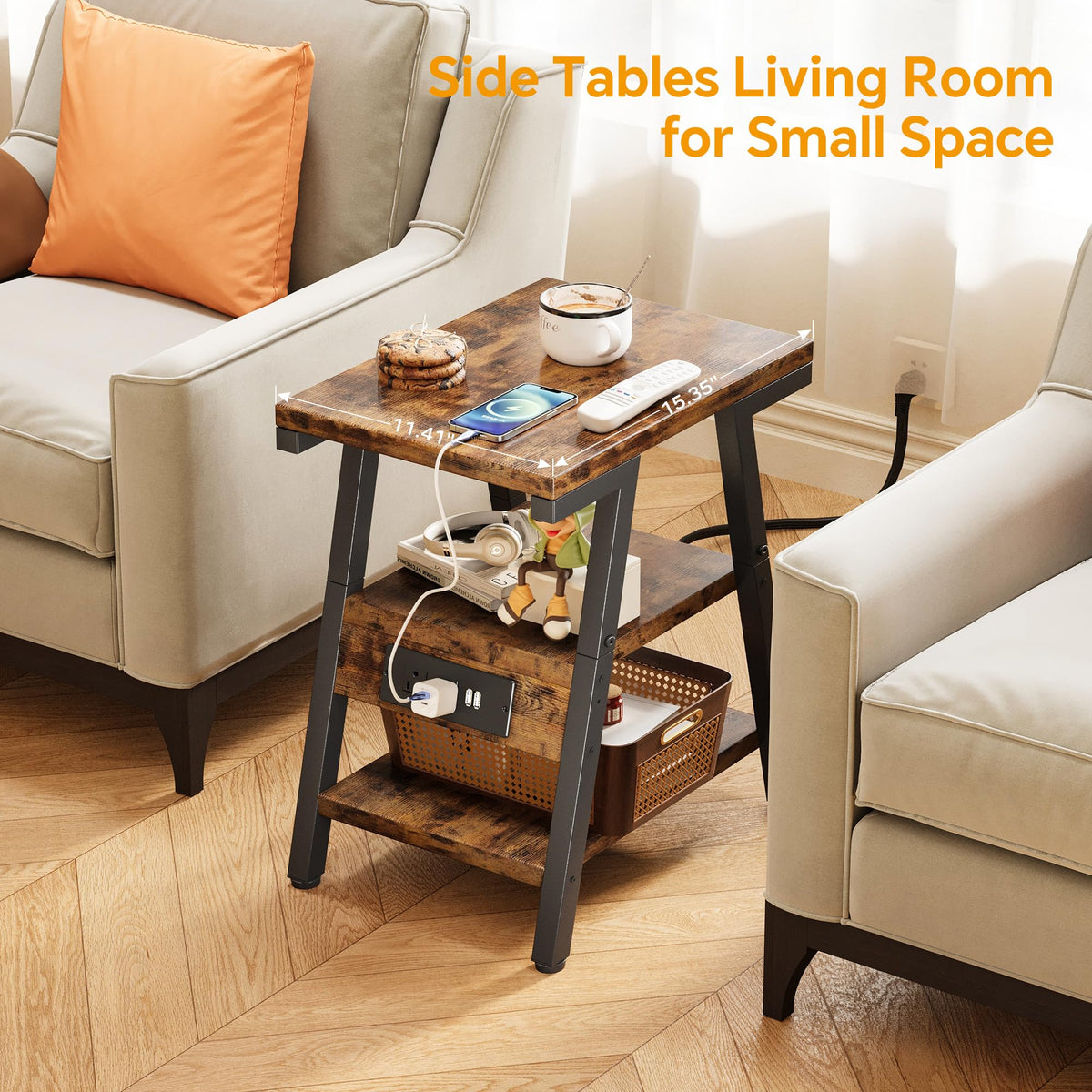 3-Tier Side Table with Charging Station B61981