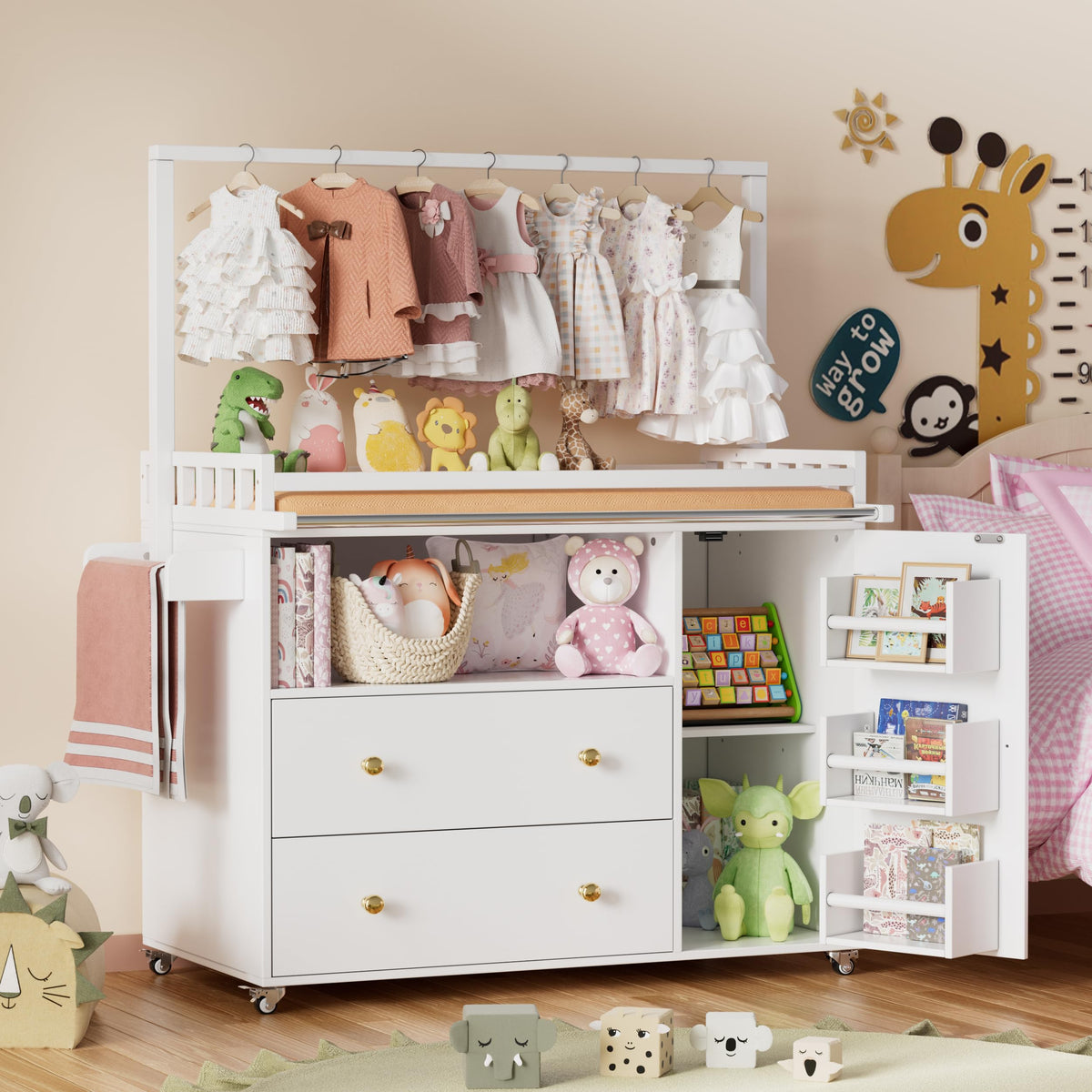 Baby Changing Table with Wheels and Drawers H535409