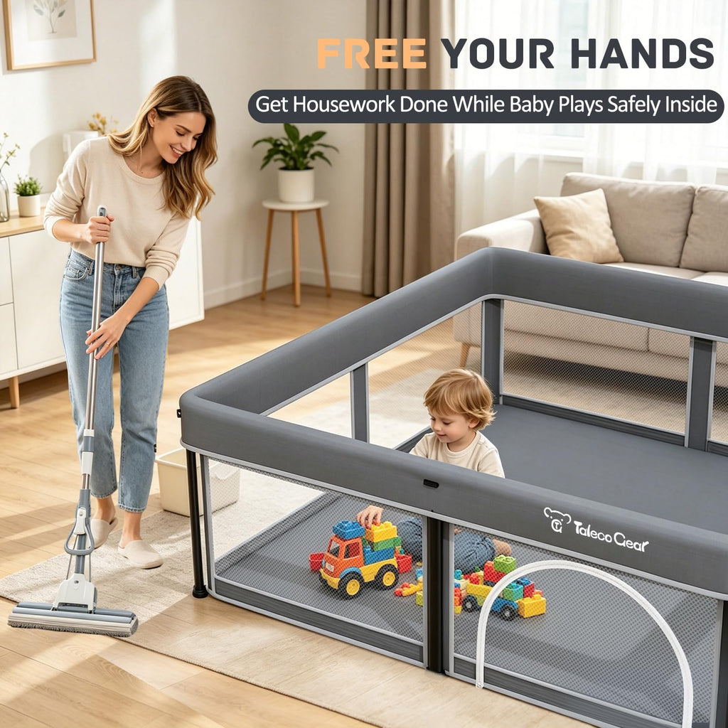 Foldable Baby Playpen with Mat and Ocean Balls I360034