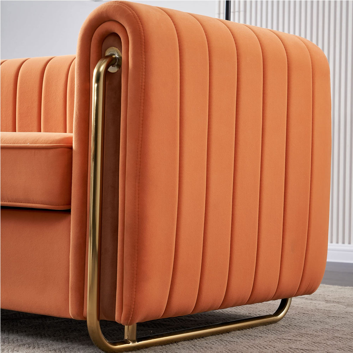 Orange Velvet 84.25-Inch 3-Seater Sofa D89201