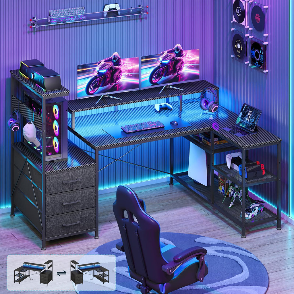 L Shaped Gaming Desk with Drawers I10004