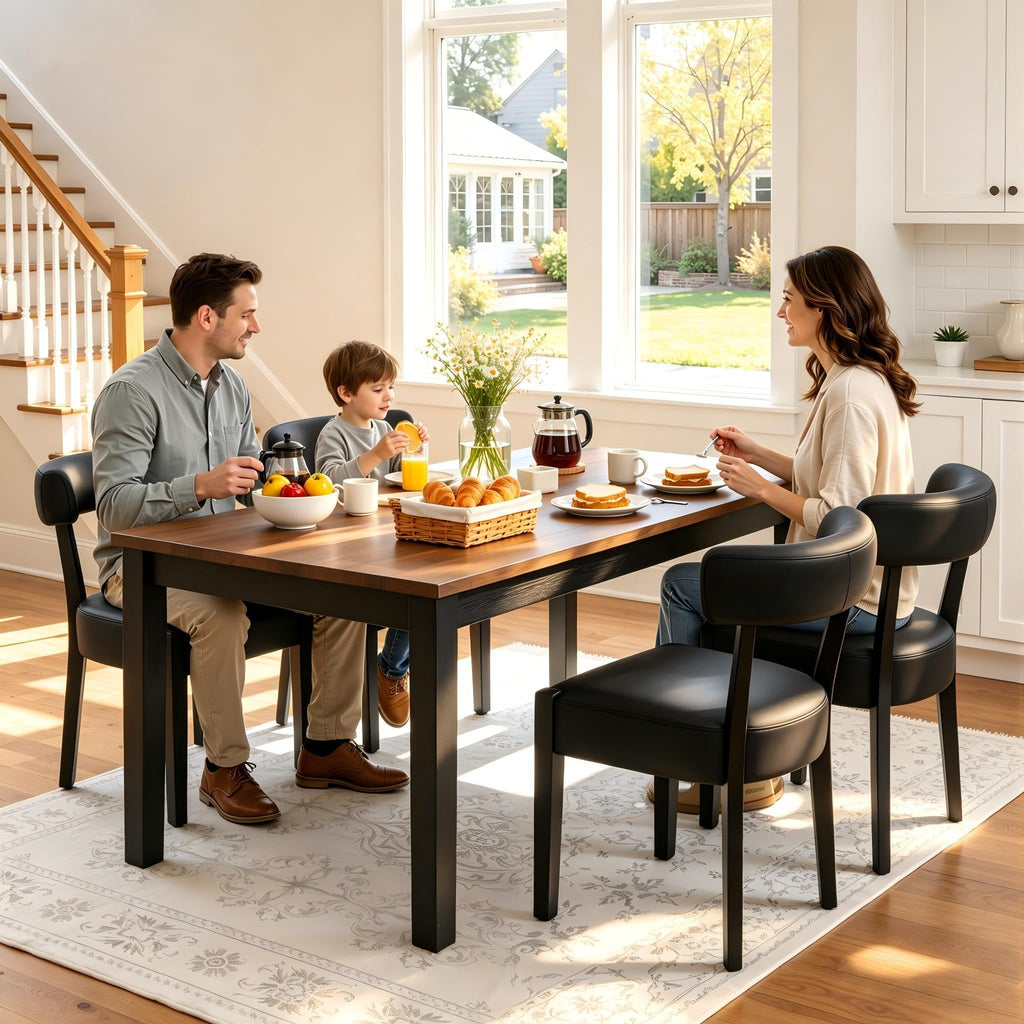 Black Faux Leather Dining Chairs Set of 4 S5265