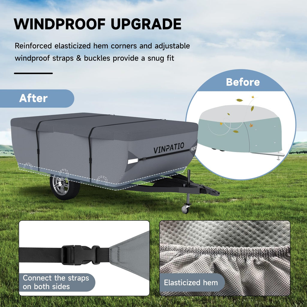 Waterproof Anti-UV Pop Up Camper Cover Fits 14'-16' Trailers Q4711