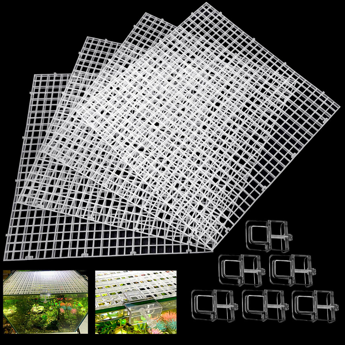 Aquarium Lid Fish Tank Top Cover Plastic Grid Panel X89134
