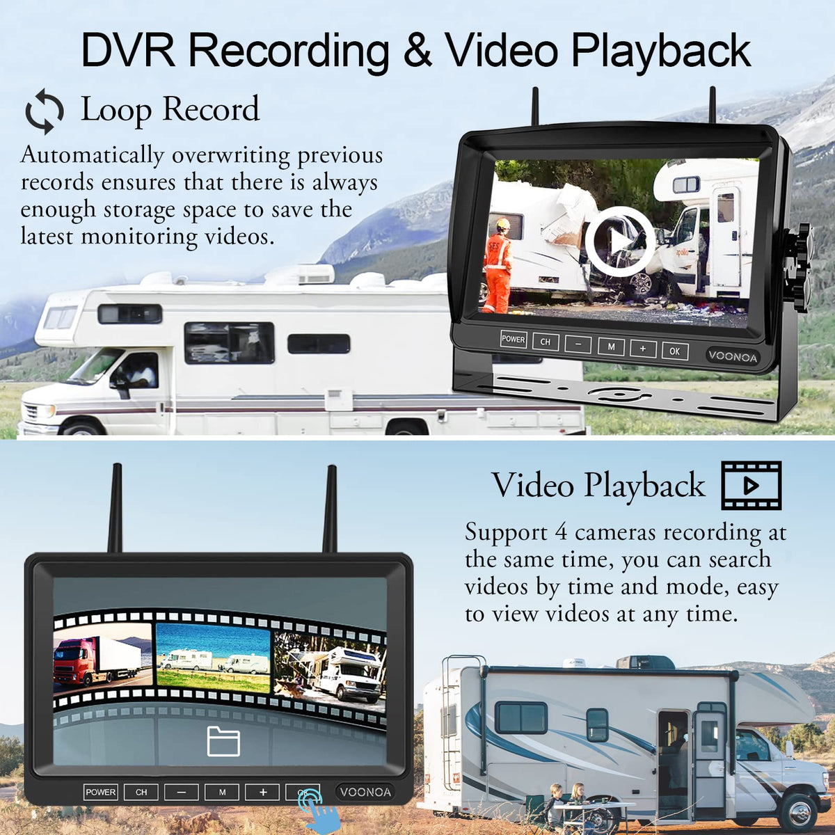 1080P Wireless RV Camera System with 7 Inch HD Monitor D737545