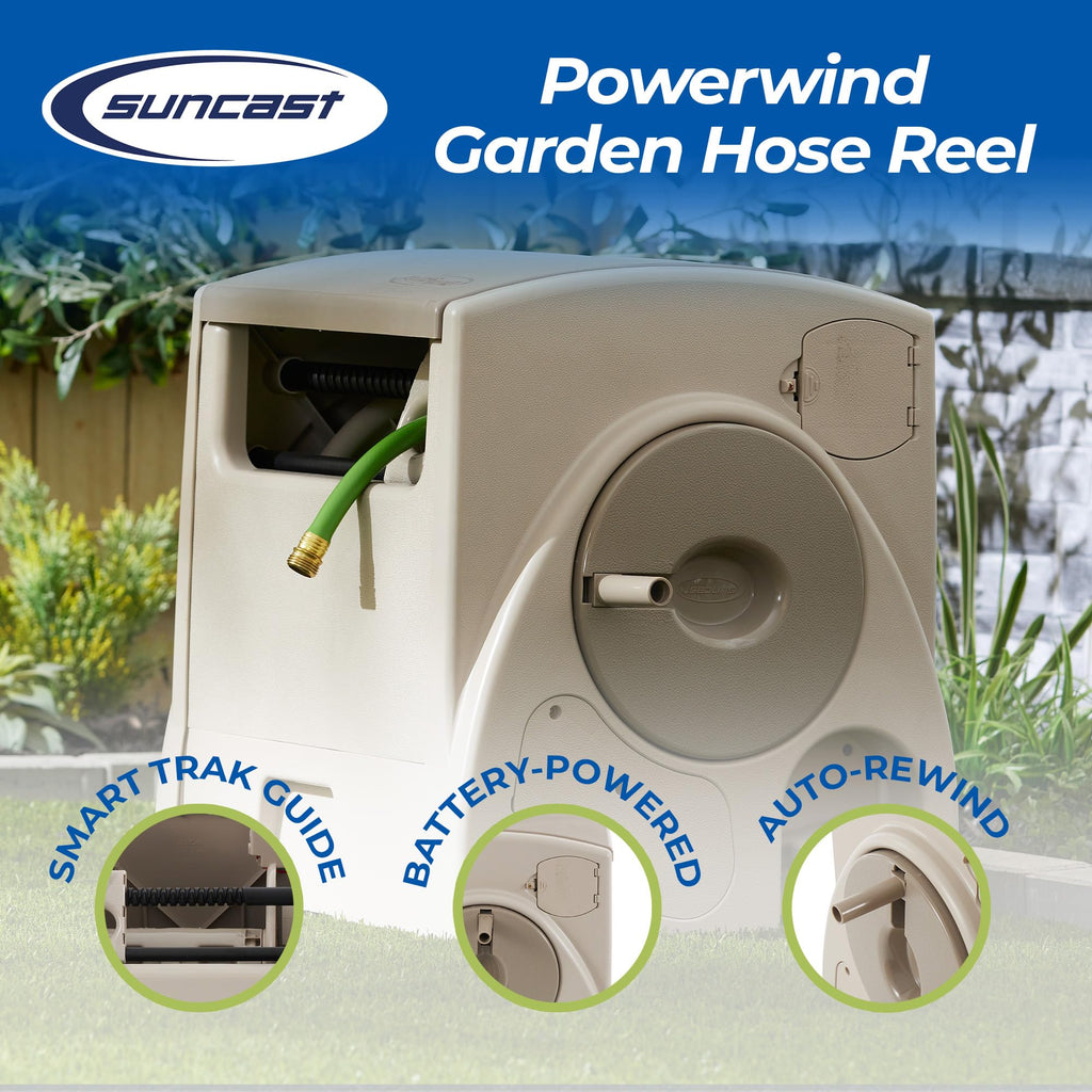 Automatic Rewind Garden Hose Reel, 100 ft. 5/8 in. Vinyl Hose Holder O22559