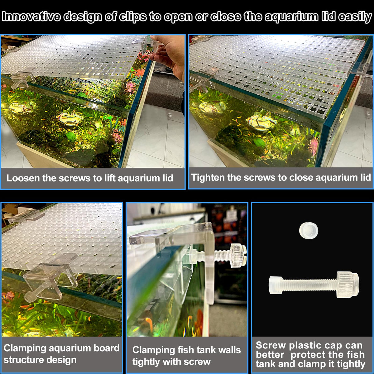 Aquarium Lid Fish Tank Top Cover Plastic Grid Panel X89134