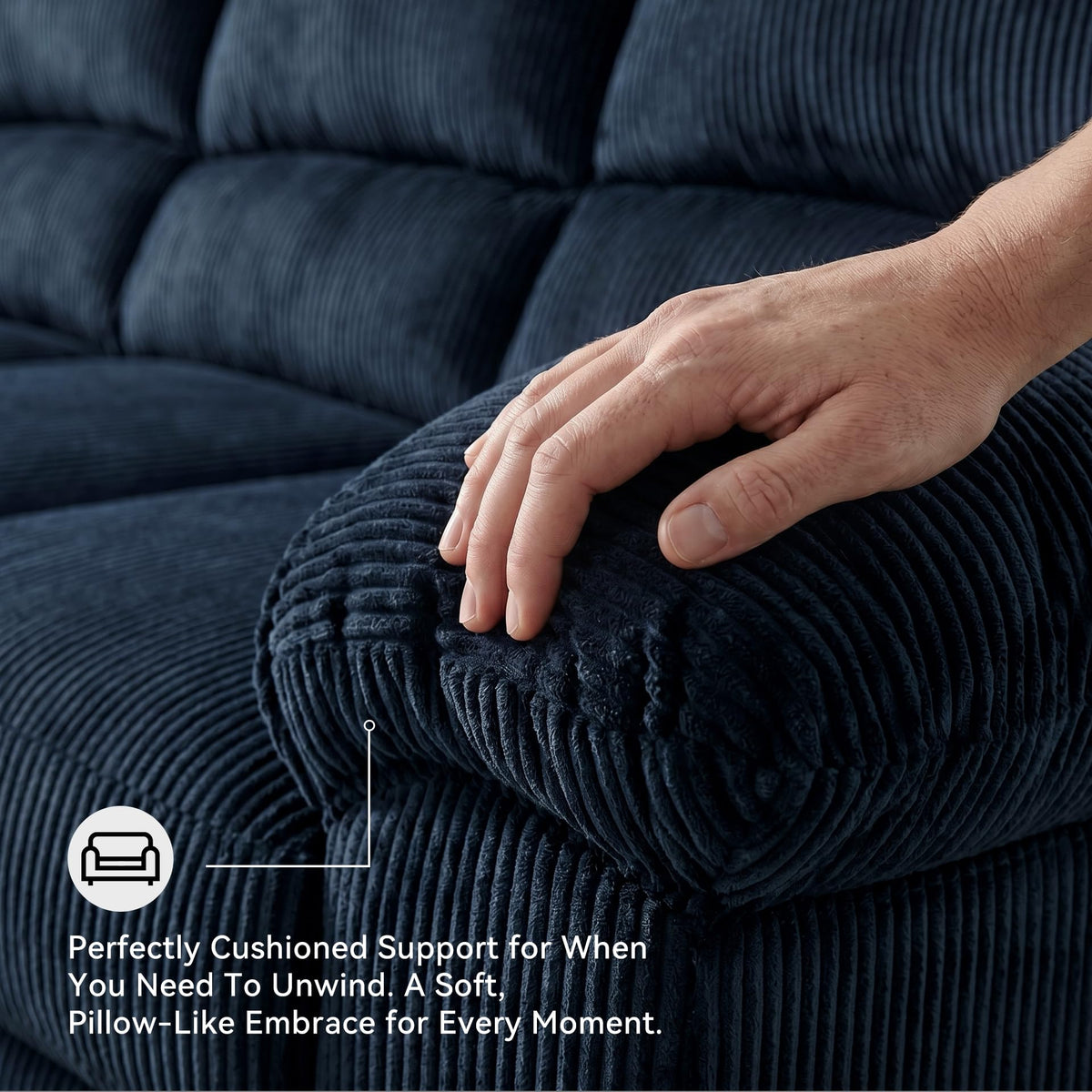 Navy Corduroy Sofa U1508