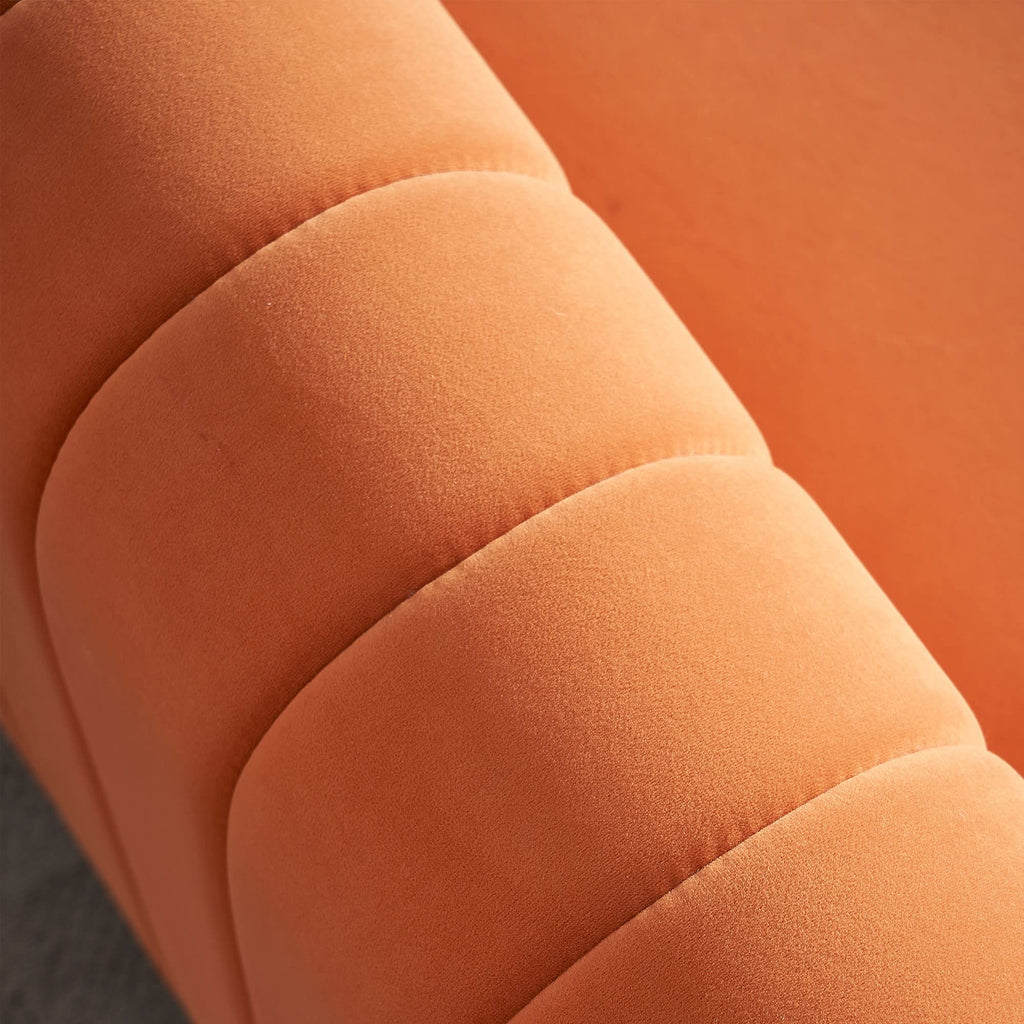 Orange Velvet 84.25-Inch 3-Seater Sofa D89201