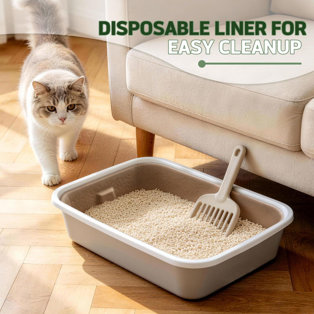 Disposable Litter Boxes for Cats 8-Pack Extra Thick Sturdy Leakproof J9388