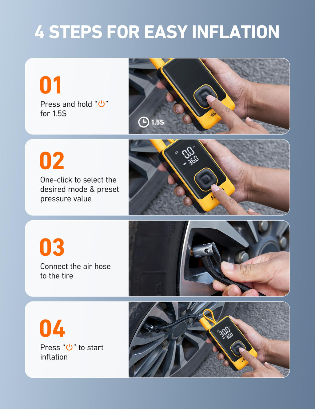 Portable Air Compressor 150PSI Car Bike Pump A1754