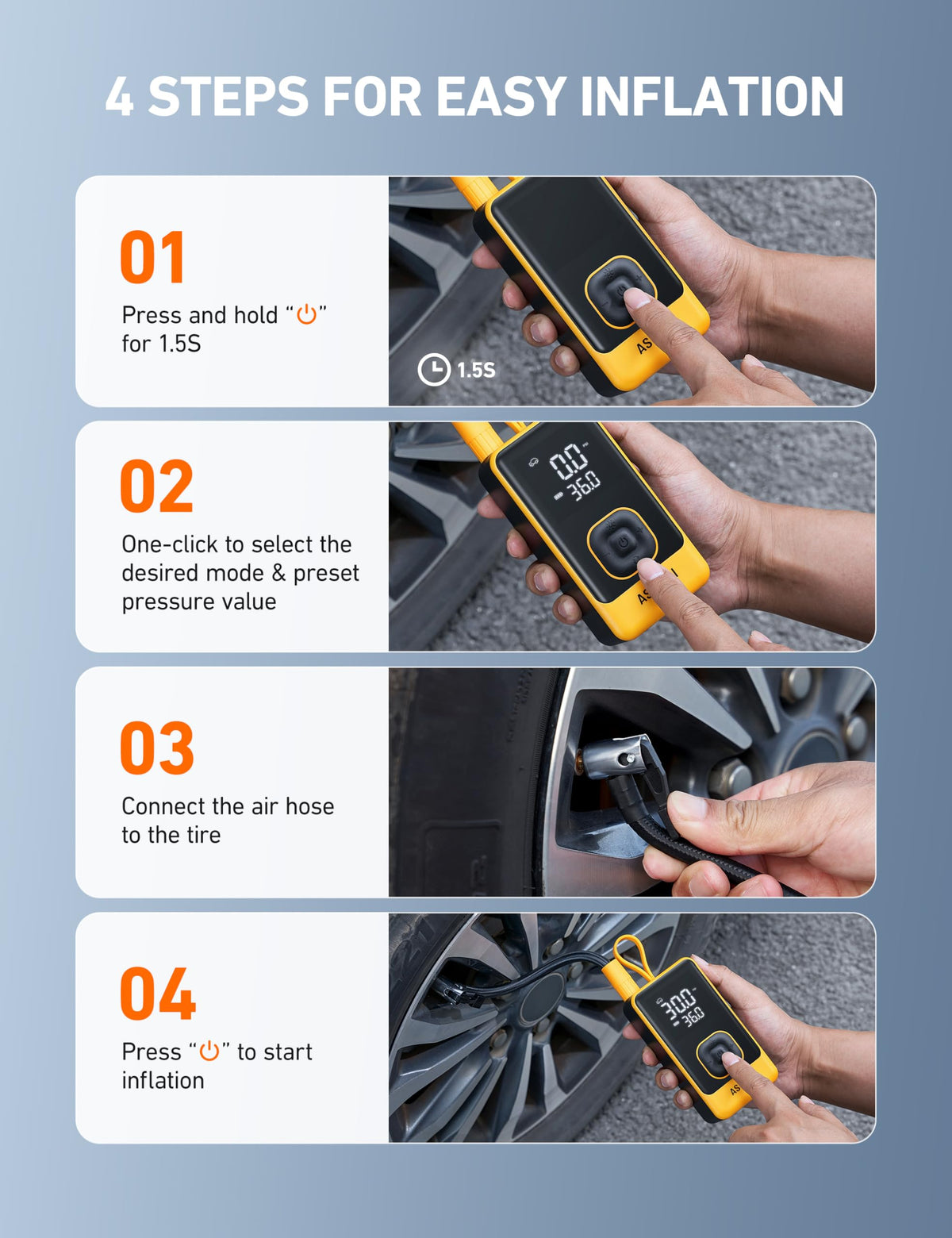 Portable Air Compressor 150PSI Car Bike Pump A1754