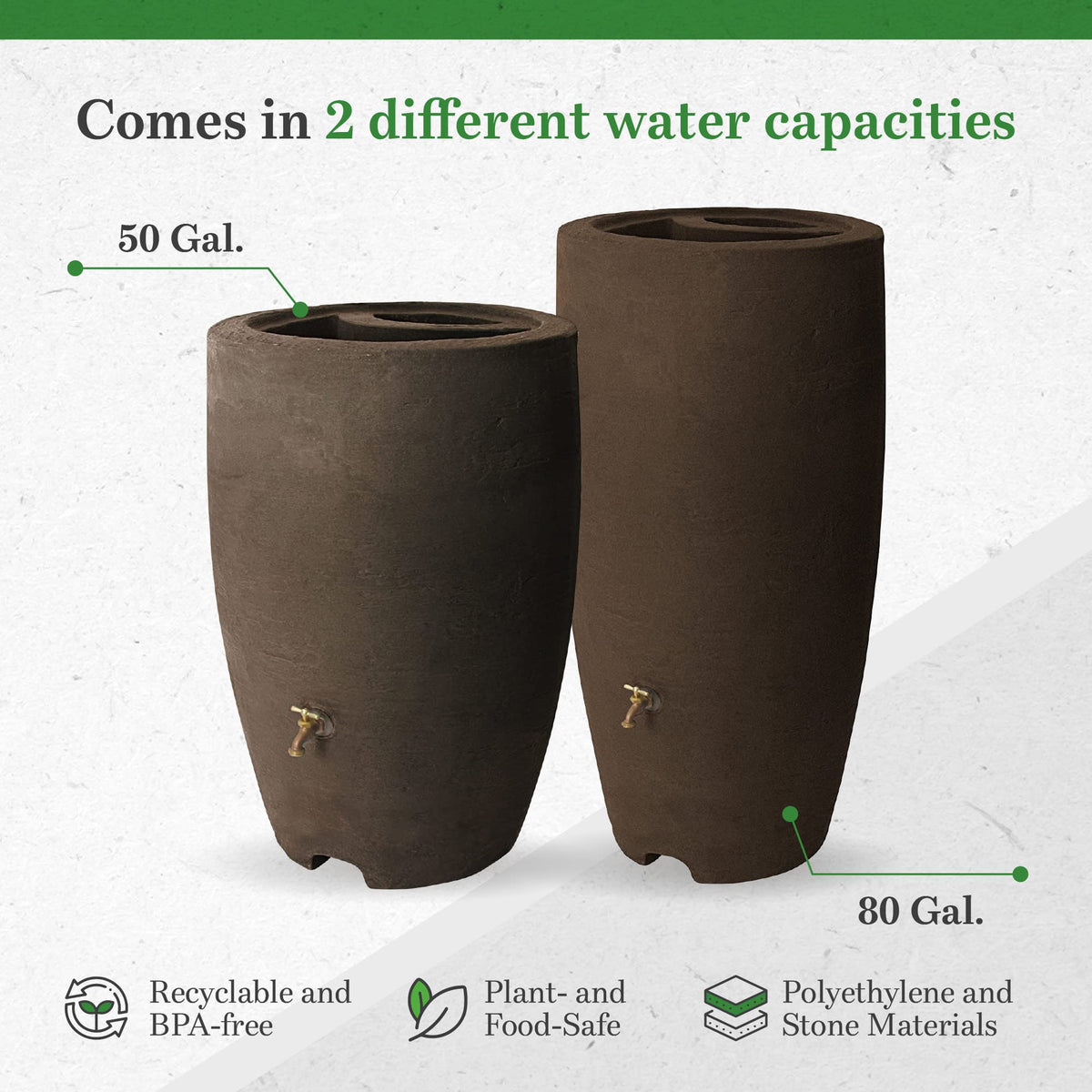 50 Gallon Plastic Rain Barrel 2 Pack R246732
