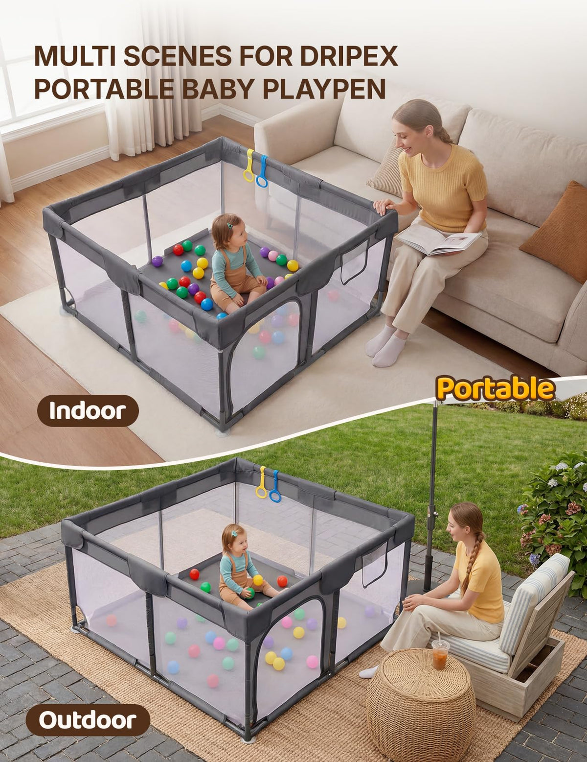 Dark Gray Baby Playpen C6960
